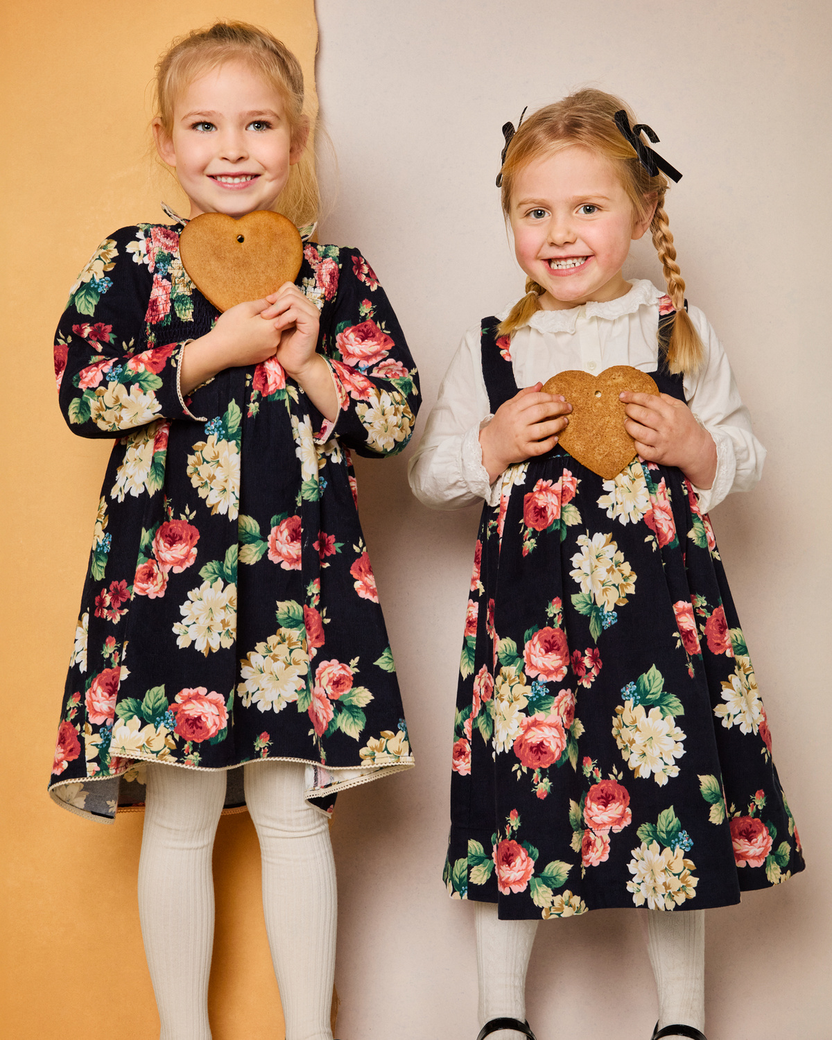 Baby Cord Shift Dress, Midnight Roses. Image #2