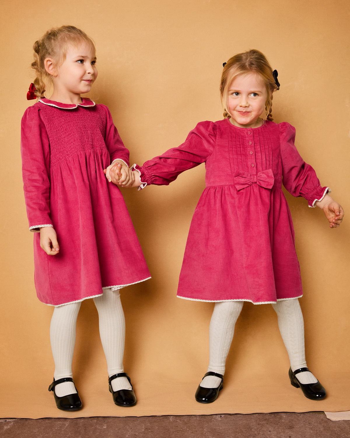 Baby Cord Ribbon Dress, Raspberry. Image #2