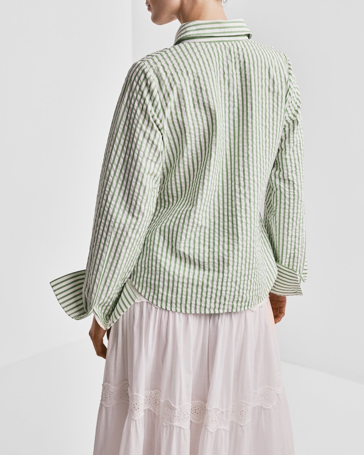 Seersucker Shirt, Green Stripe. Image #2