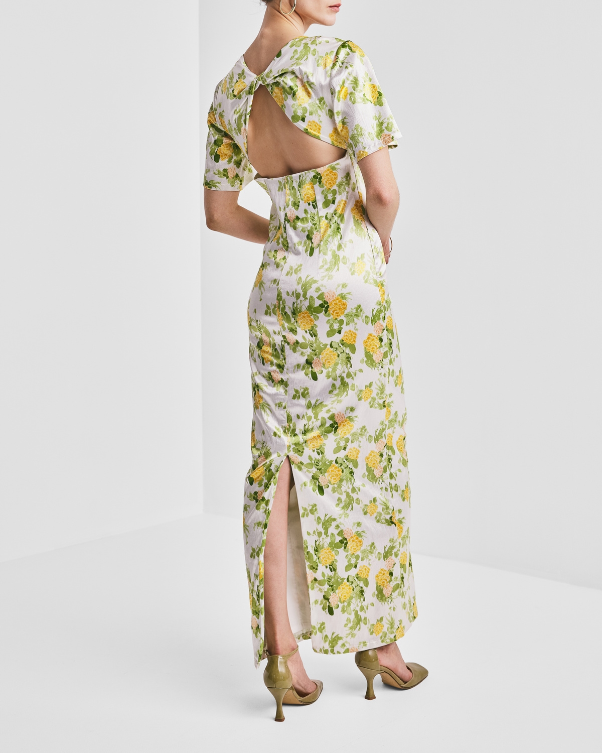 Taffeta Open-Back Dress, Green Sunlight. Image #6