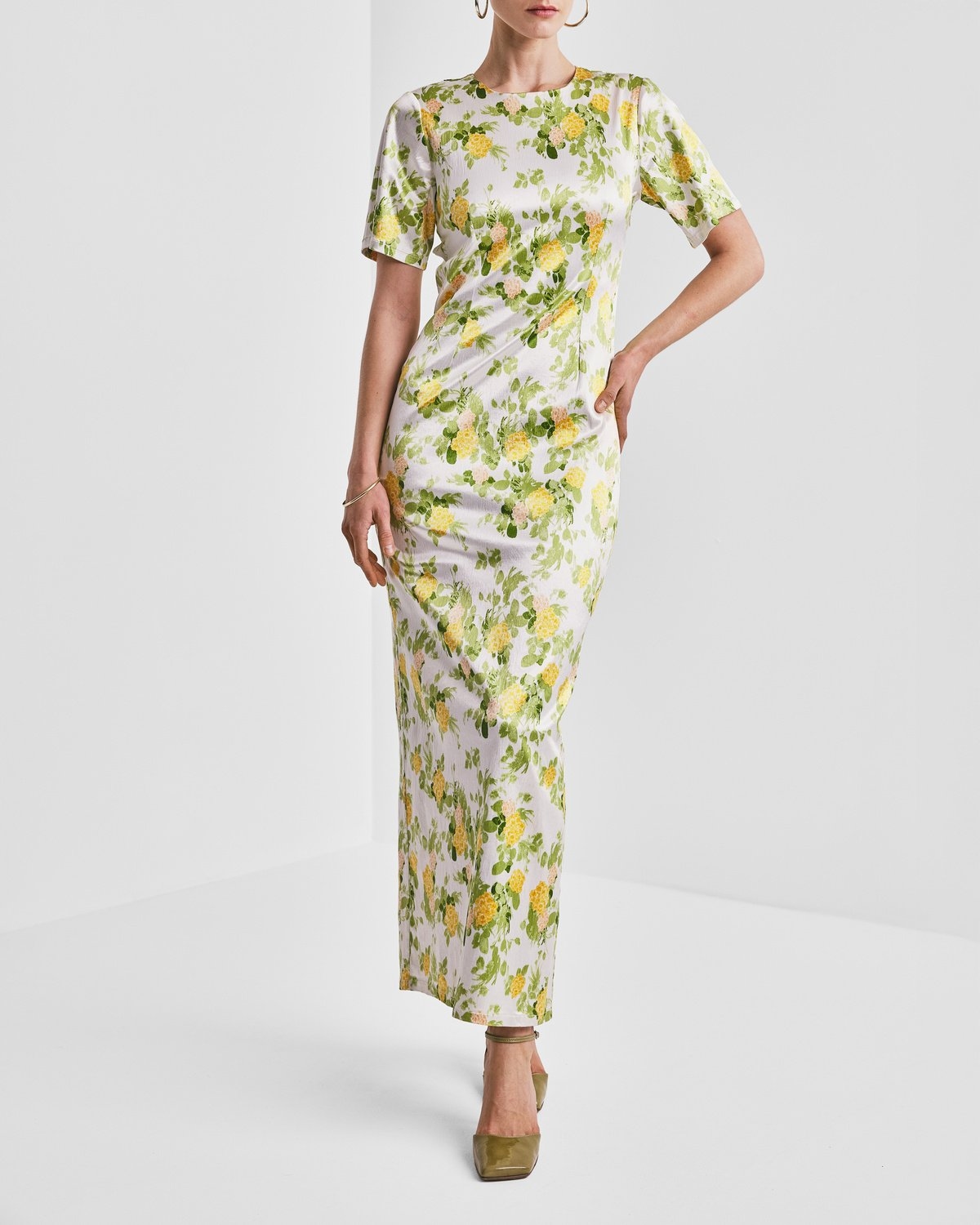Taffeta Open-Back Dress, Green Sunlight. Image #3