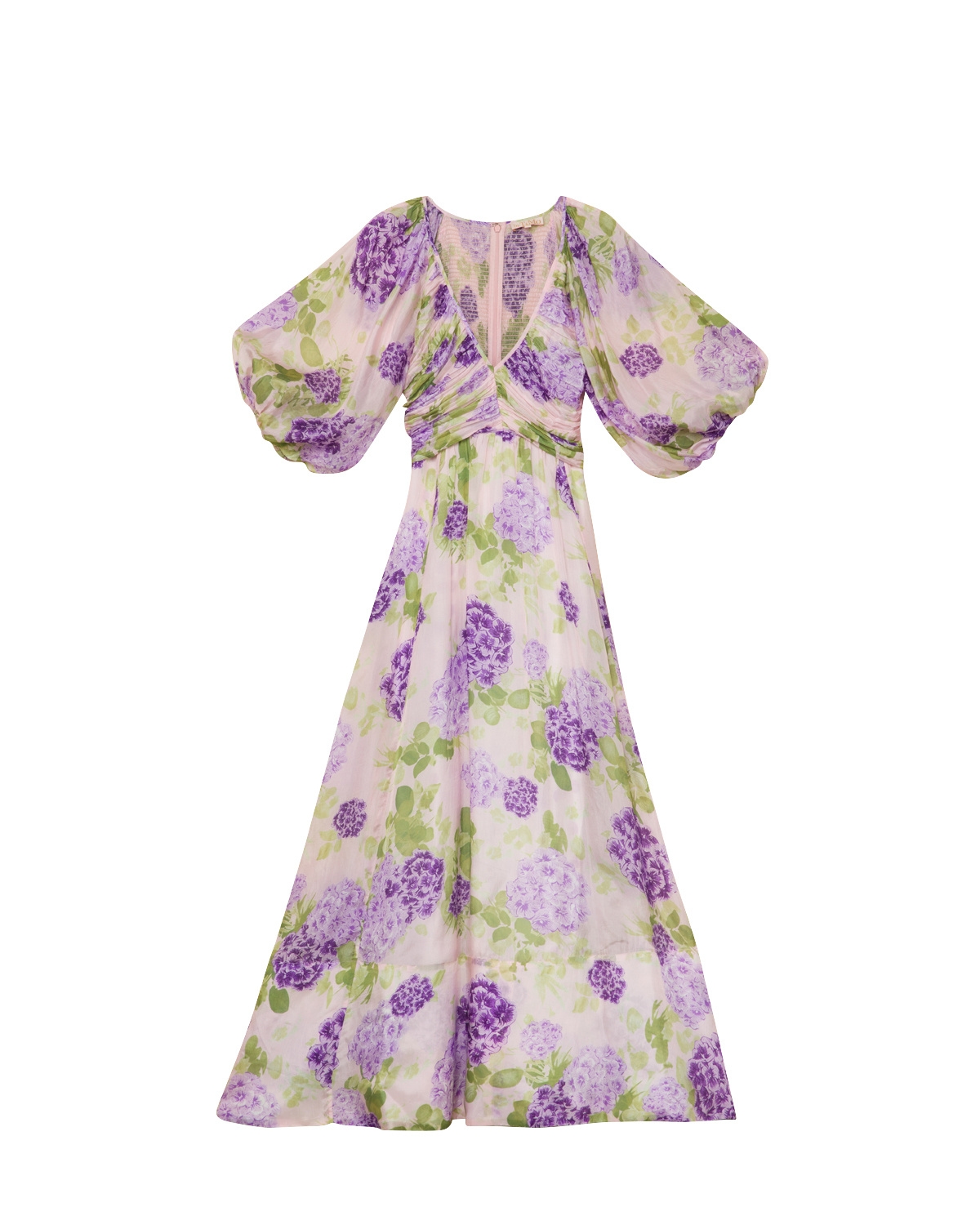 Cupro Rouching Dress, Purple Flowerfield. Image #5