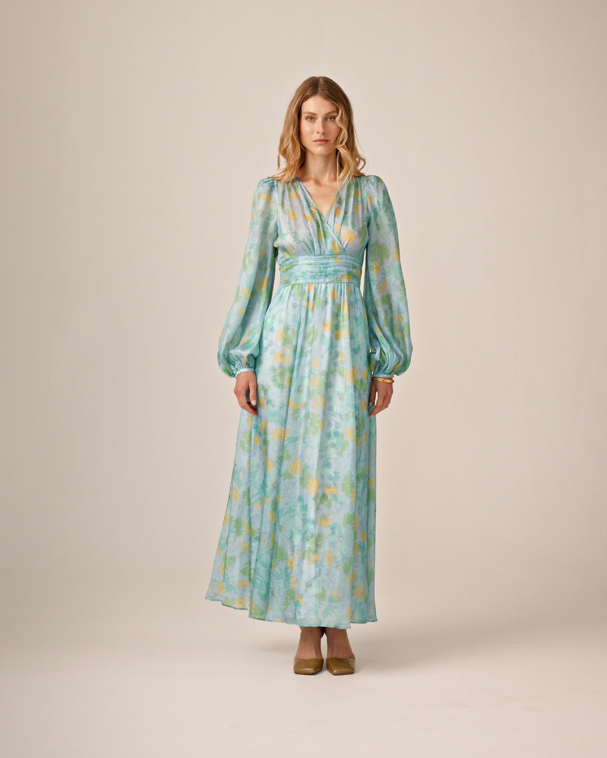 Cupro Tieband Gown, Anemone Field. Image #2