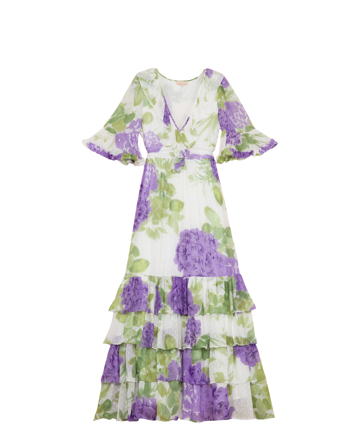 Dotted Georgette Rouching Dress, Purple Flowerfield. Image #5