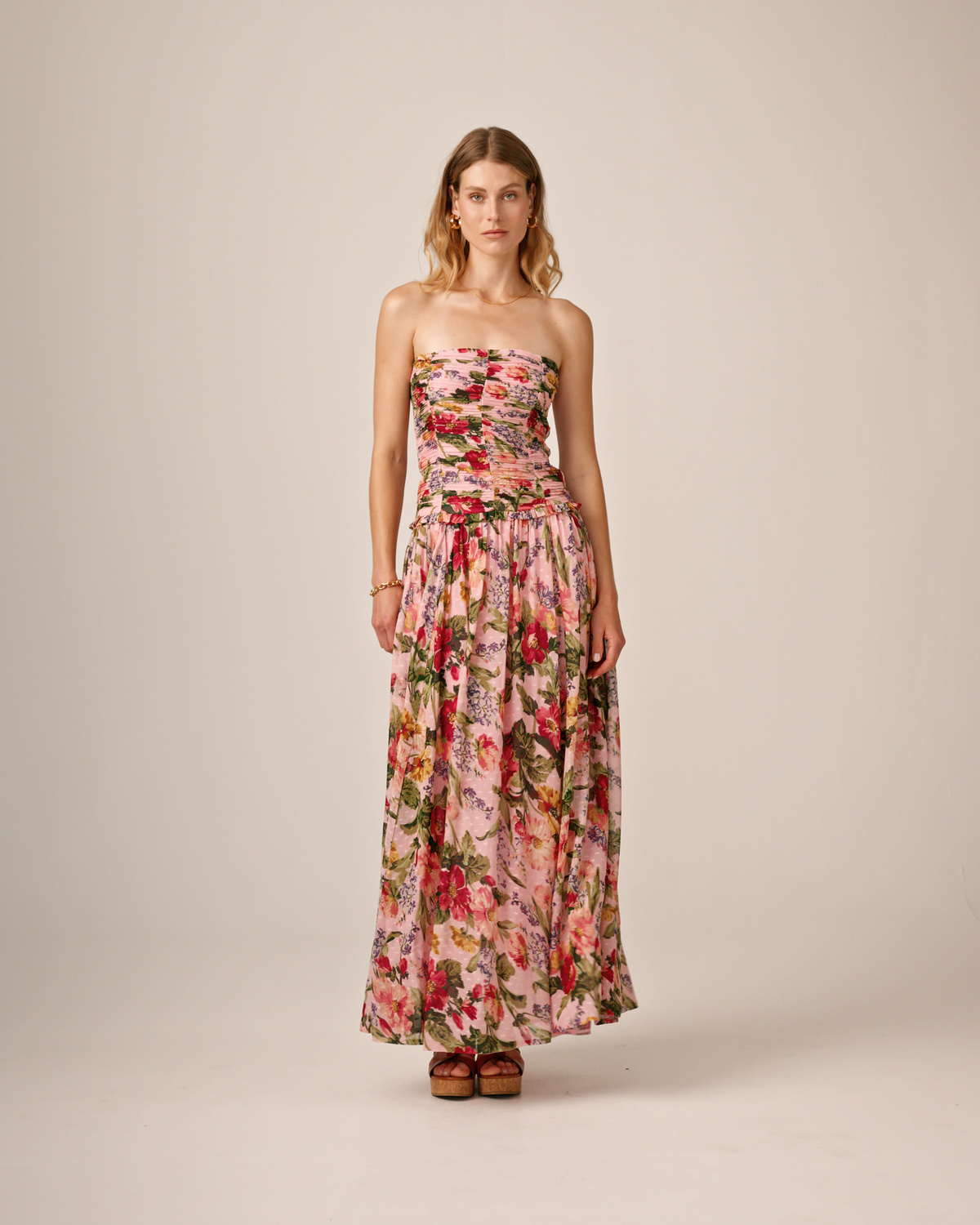 Dotted Georgette Sleeveless Dress, Pink Blossom. Image #4