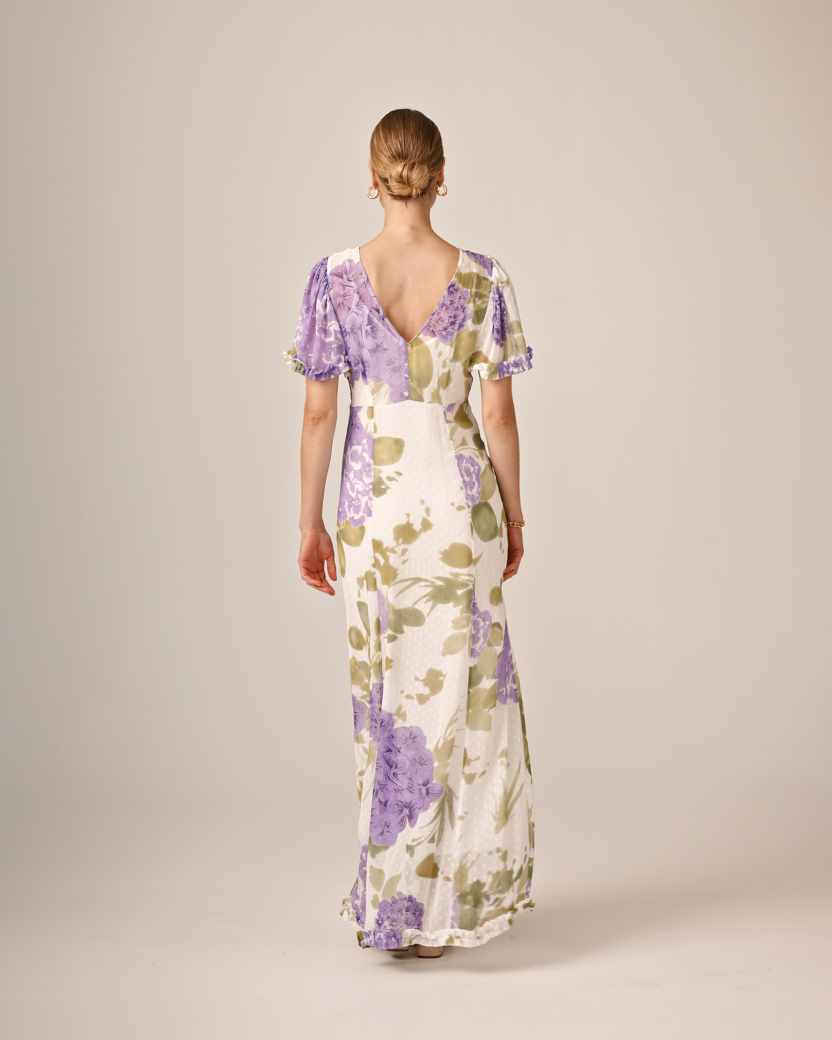 Dotted Georgette Maxi Dress, Purple Flowerfield. Image #5