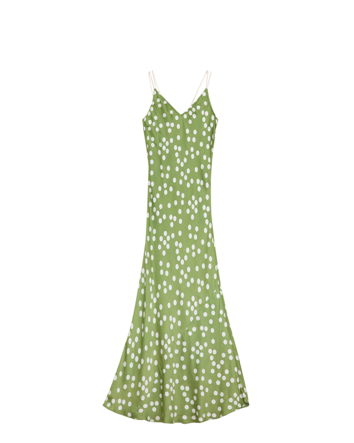Satin Slip Dress, Dotted Green. Image #5