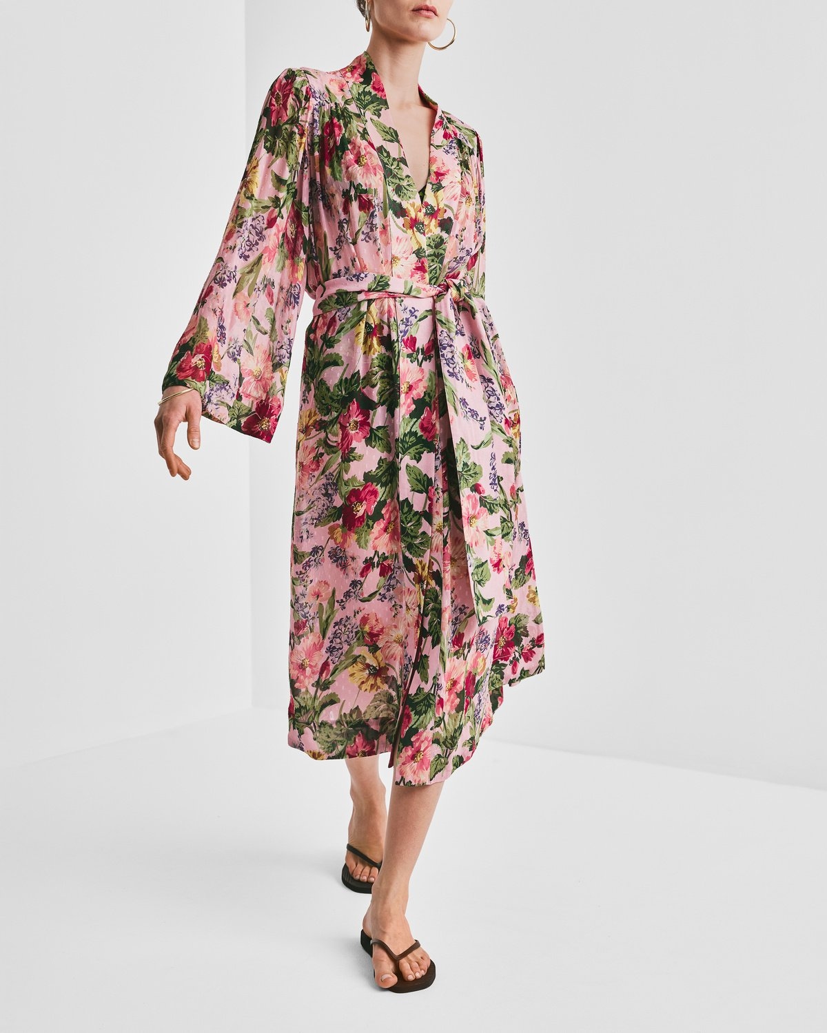 Dotted Georgette Kaftan, Pink Blossom. Image #1