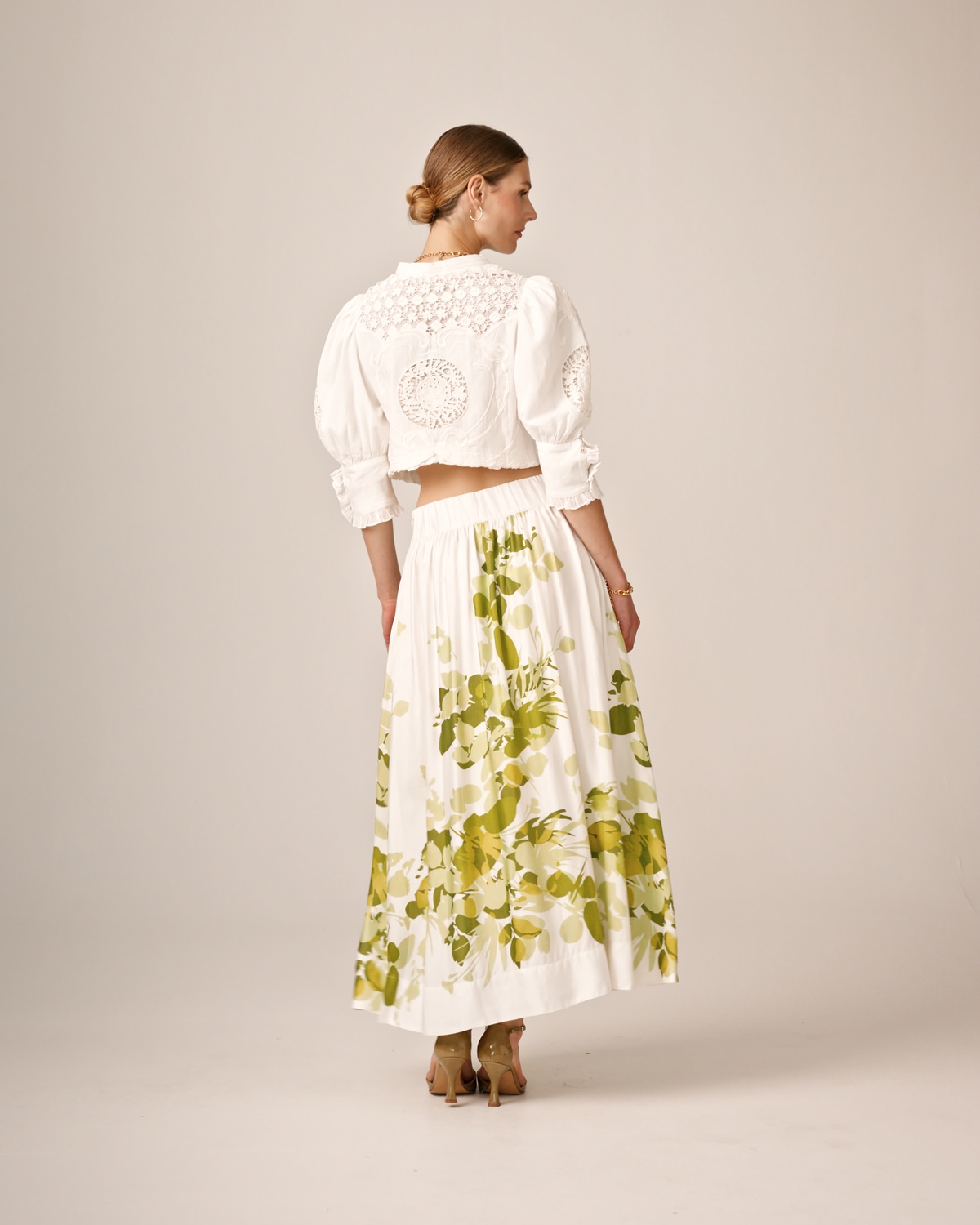 Viscose Midi Skirt, Green Field. Image #4