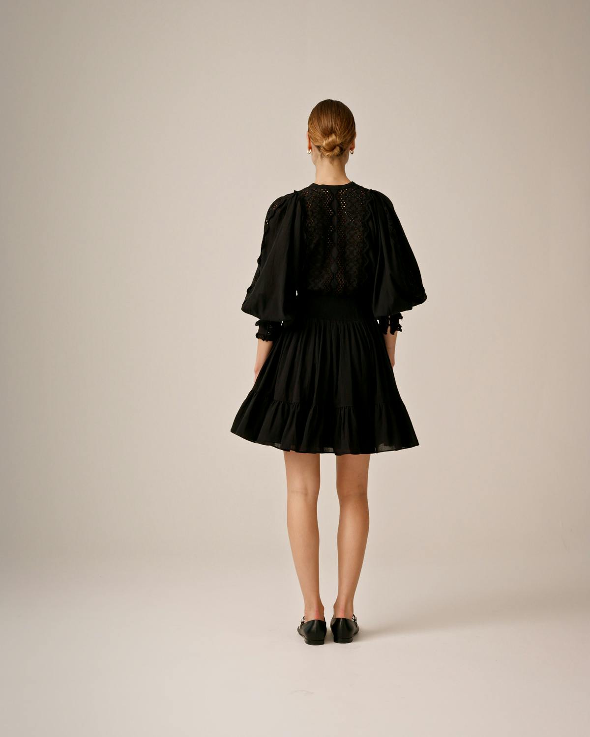 Cotton Slub Mini Dress, Black. Image #4