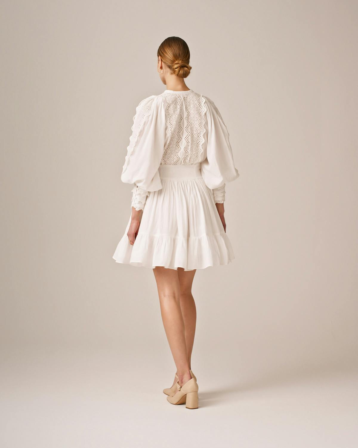 Cotton Slub Mini Dress, Perfect White. Image #3