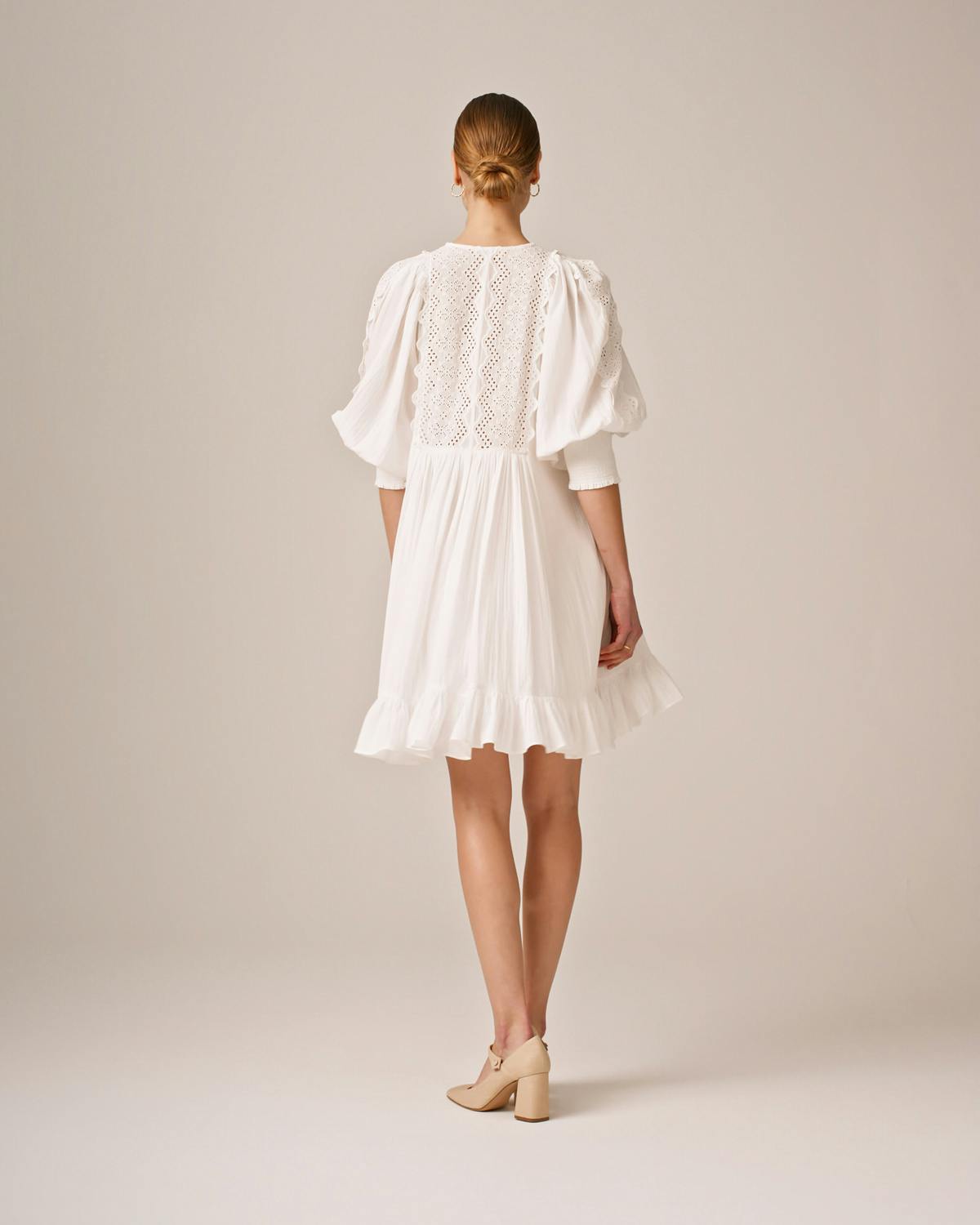 Cotton Slub Shift Dress, Perfect White. Image #4