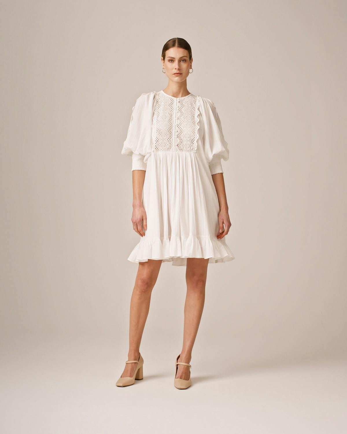 Cotton Slub Shift Dress, Perfect White. Image #2
