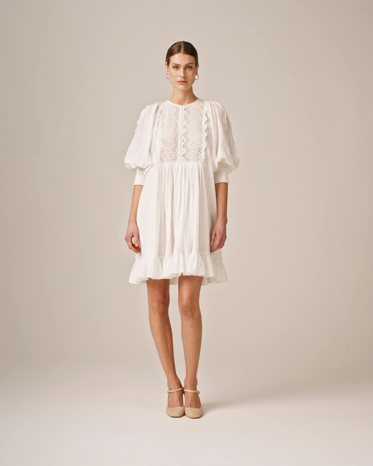 Cotton Slub Shift Dress, Perfect White. Image #1