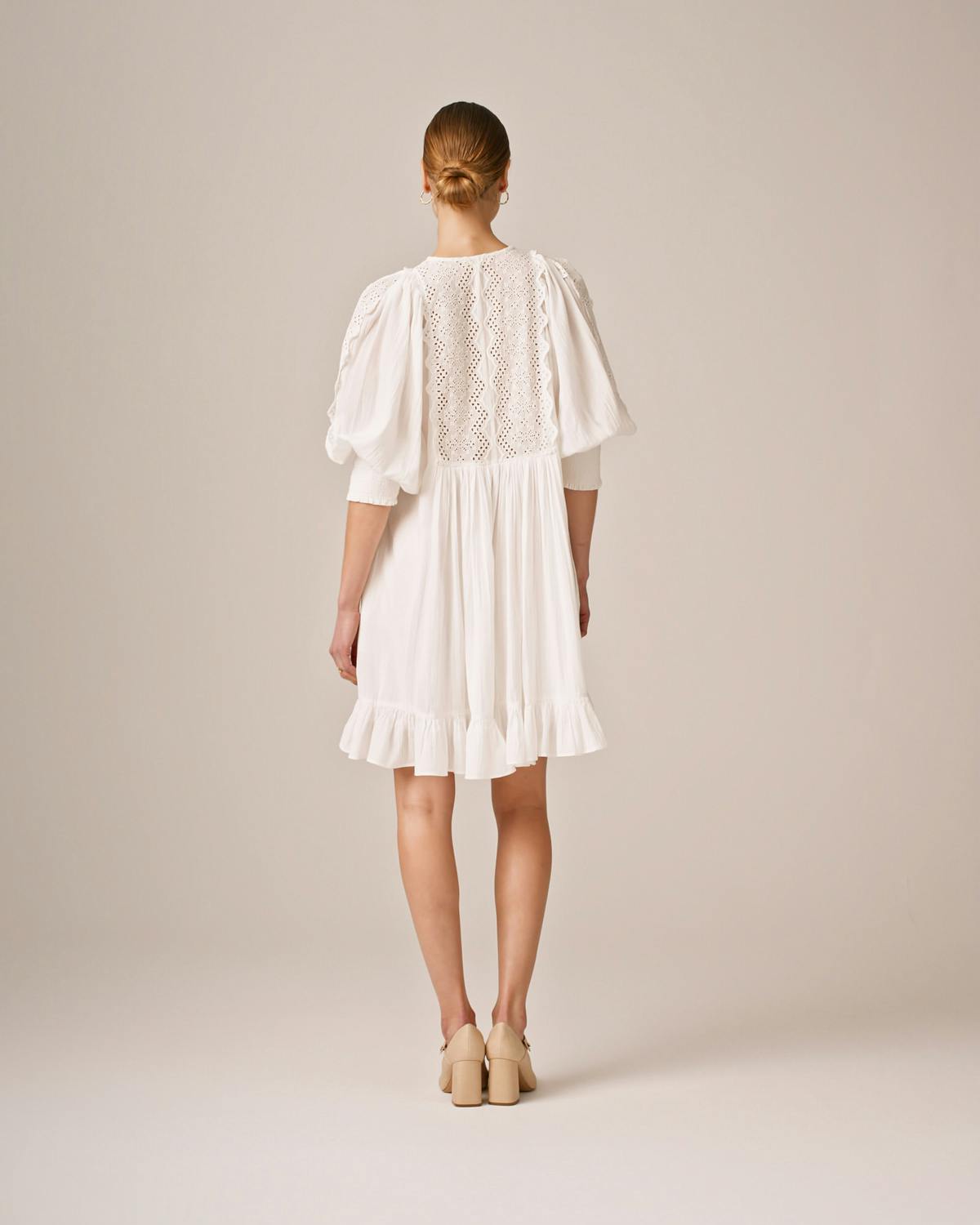 Cotton Slub Shift Dress, Perfect White. Image #3