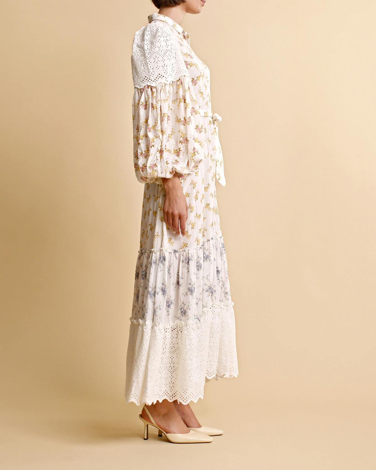 Cotton Slub Shirt Dress, Flower Combo. Image #4
