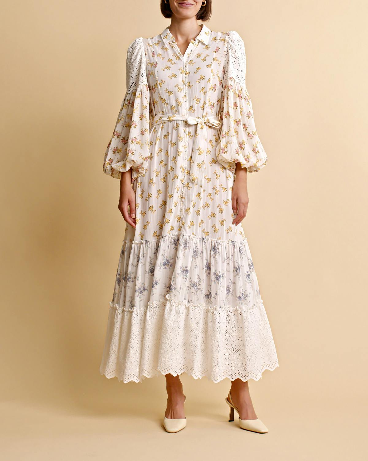 Cotton Slub Shirt Dress, Flower Combo. Image #6