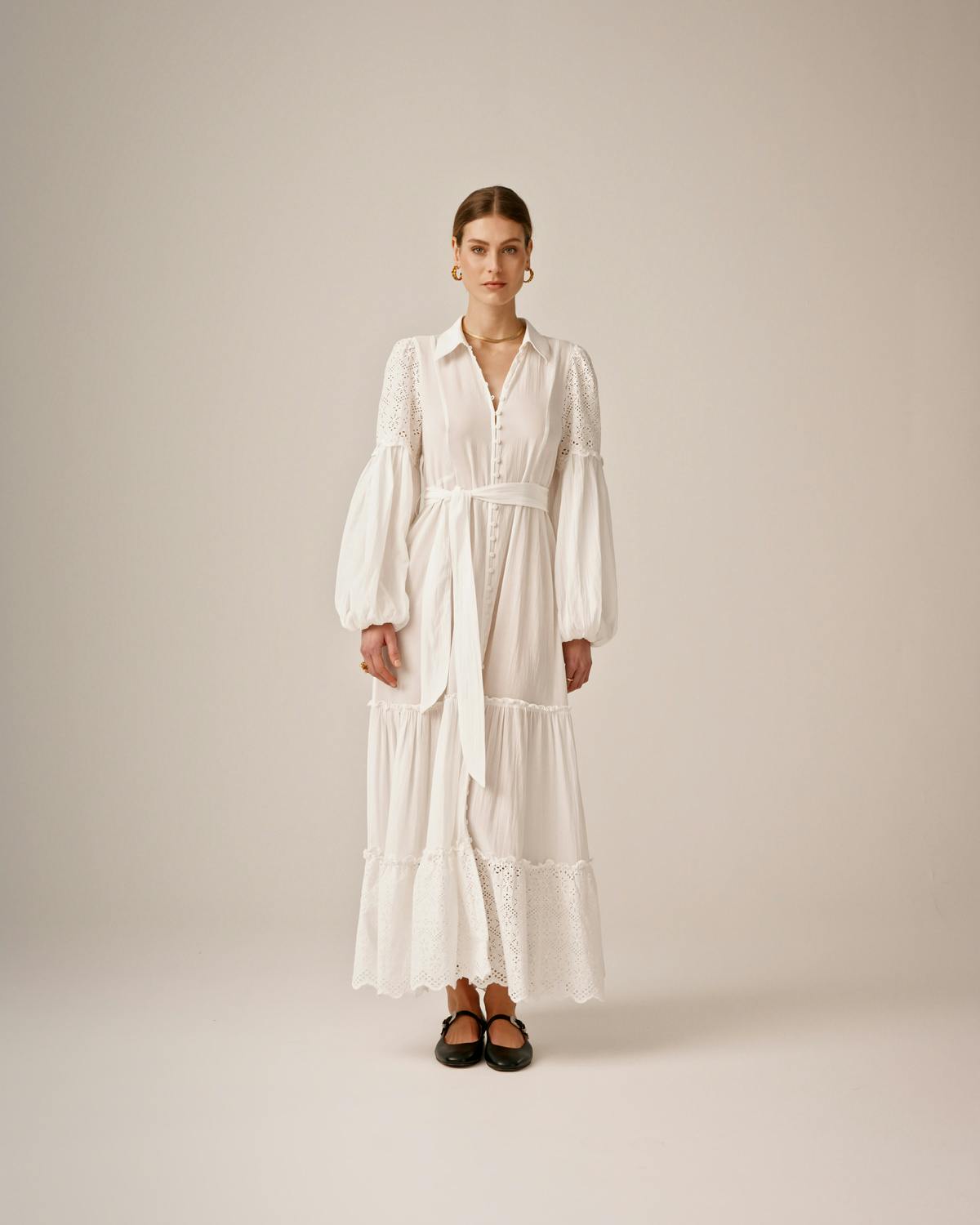 Cotton Slub Shirt Dress, Perfect White. Image #4