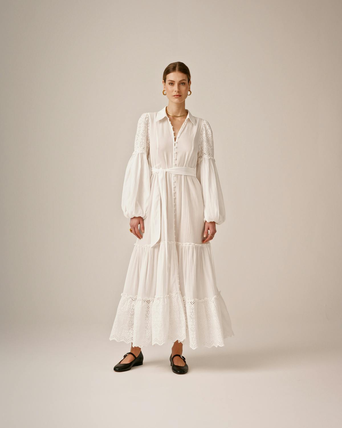 Cotton Slub Shirt Dress, Perfect White. Image #1