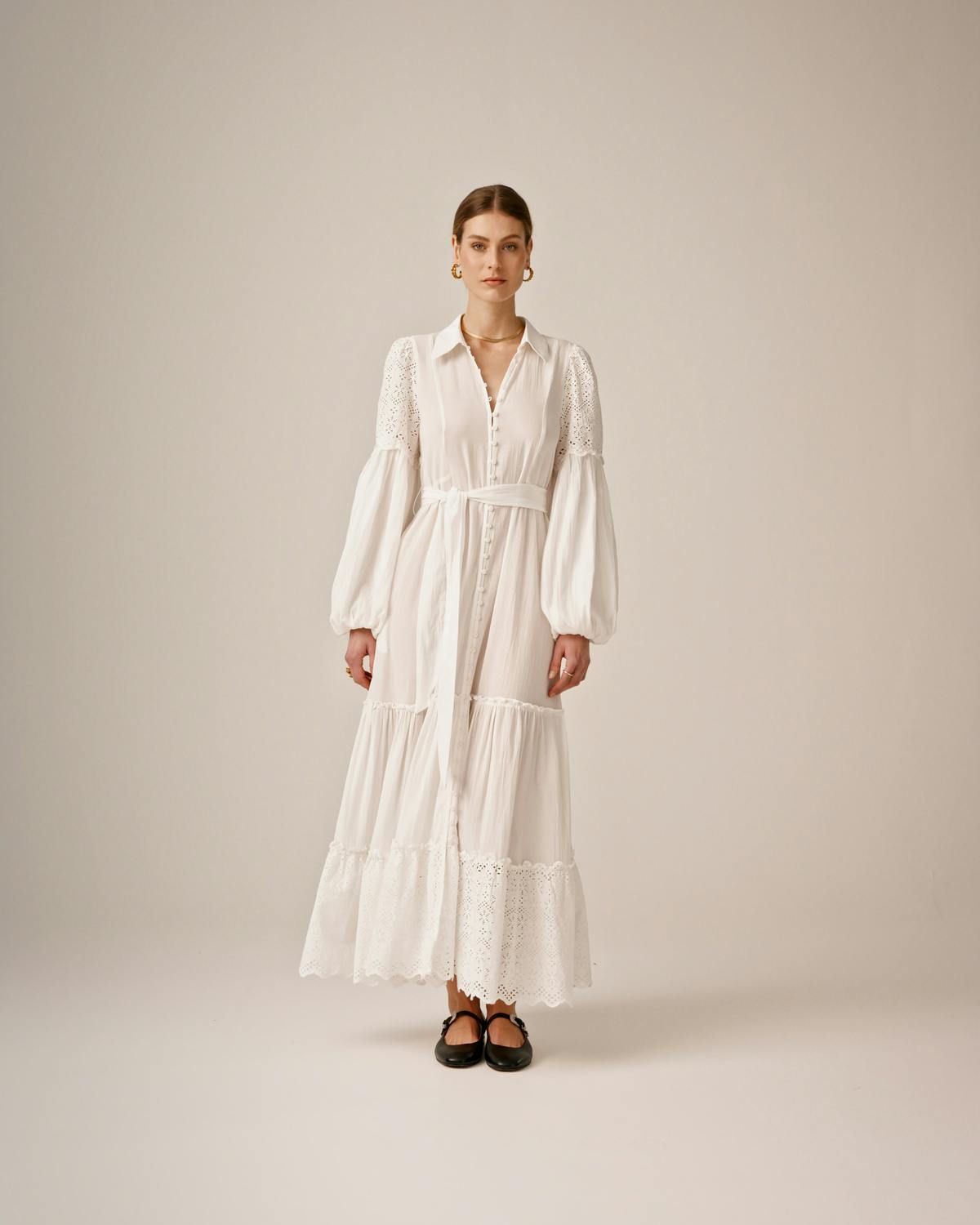 Cotton Slub Shirt Dress, Perfect White. Image #2