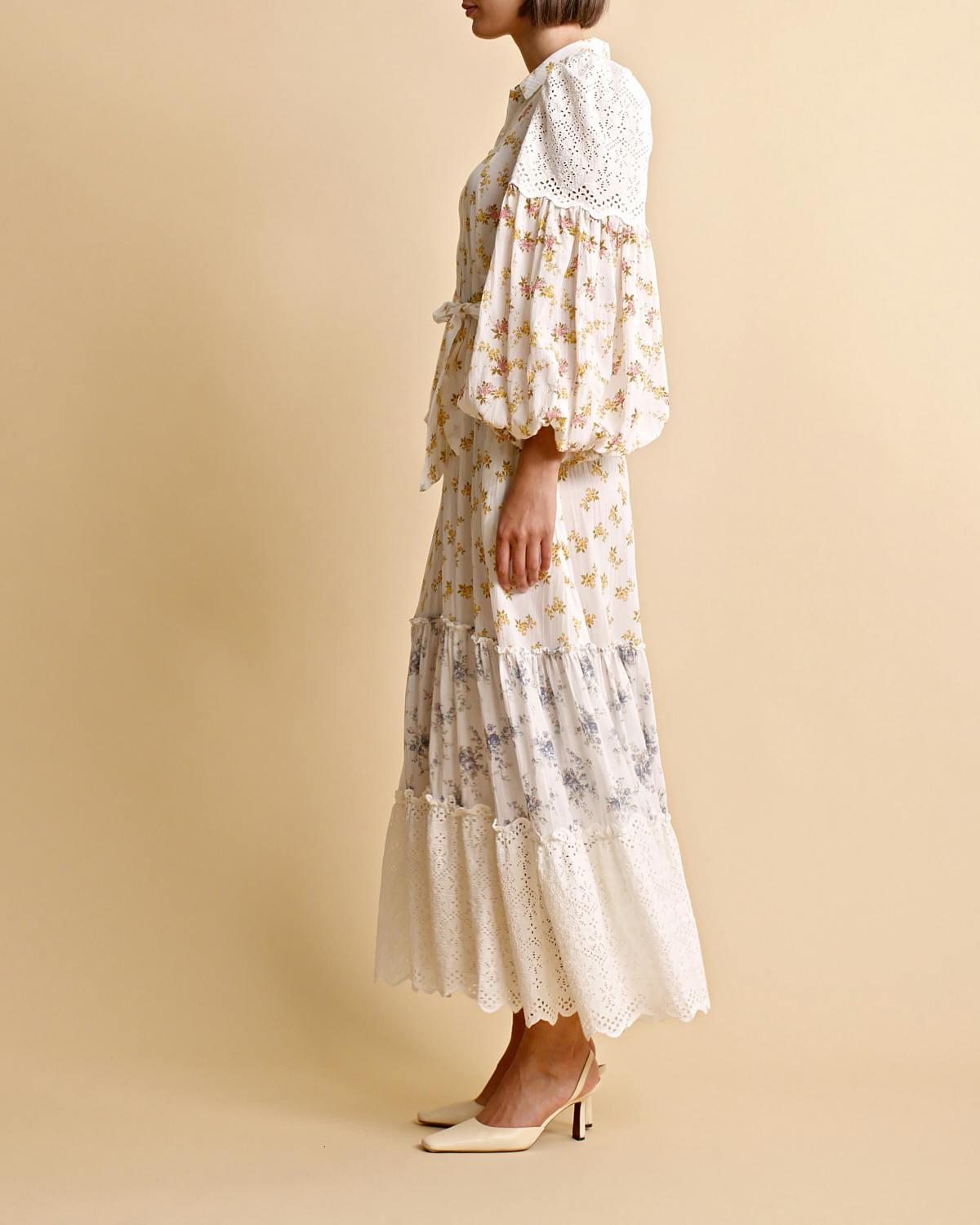 Cotton Slub Shirt Dress, Flower Combo. Image #3