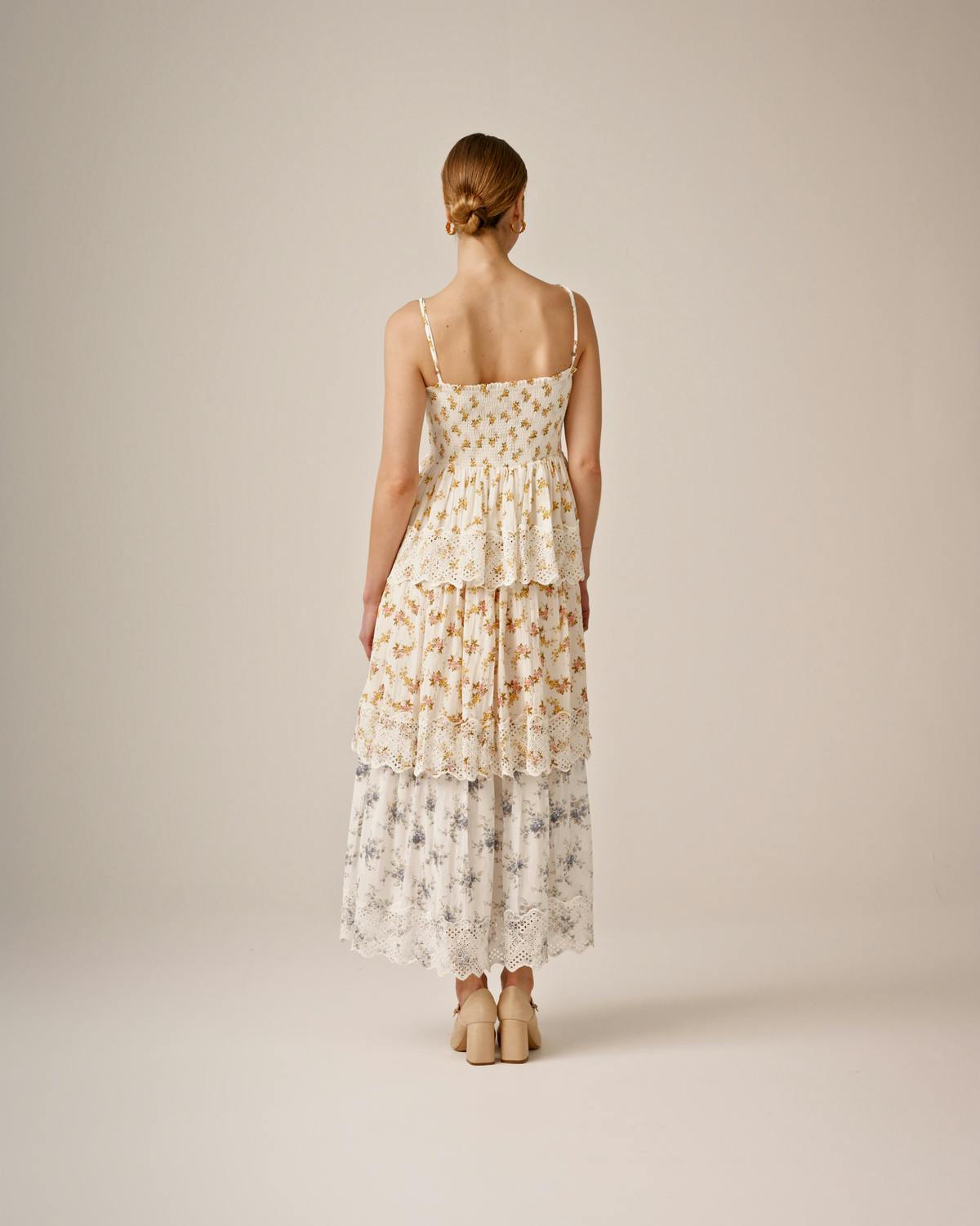 Cotton Slub Layered Dress, Flower Combo. Image #4