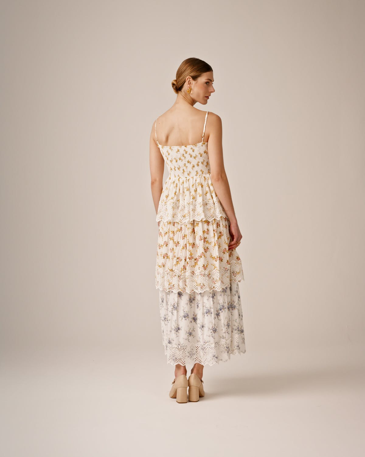 Cotton Slub Layered Dress, Flower Combo. Image #3