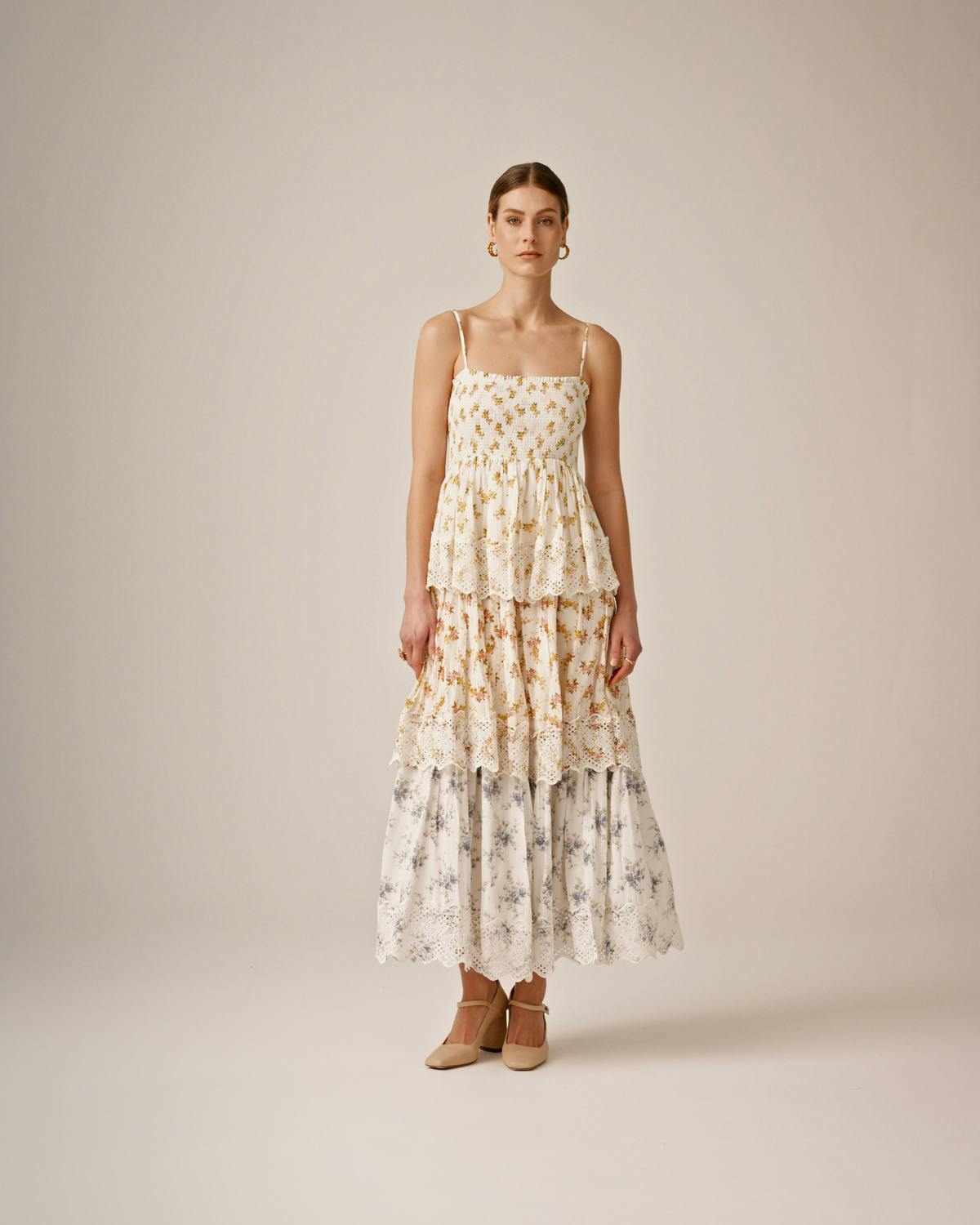 Cotton Slub Layered Dress, Flower Combo. Image #5