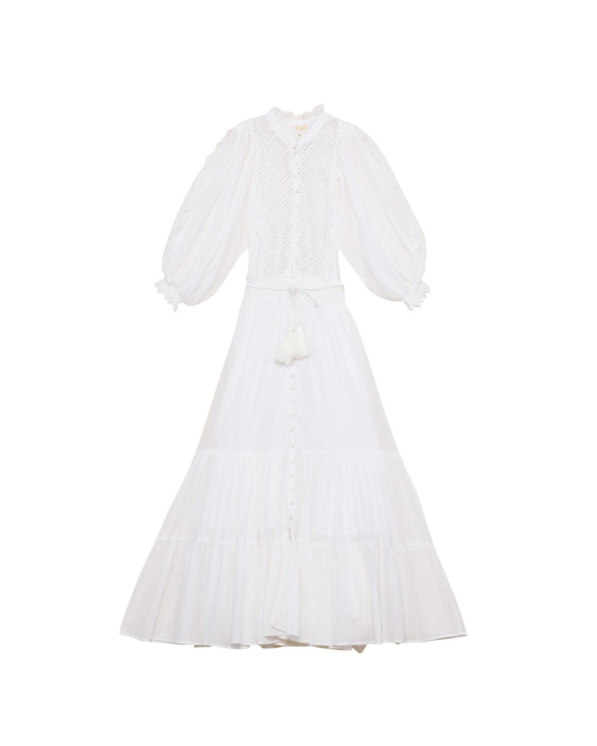 Cotton Slub Midi Dress, Perfect White. Image #1