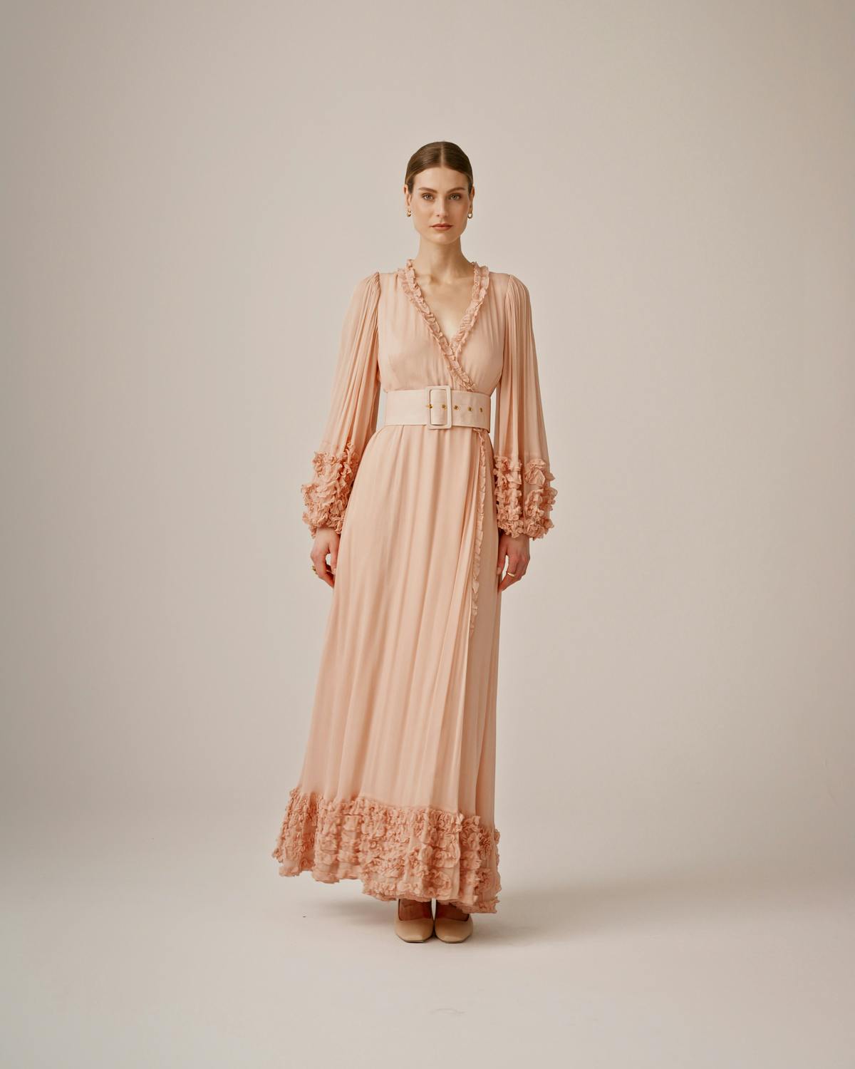 Chiffon Wrap Gown, Light Pink. Image #6