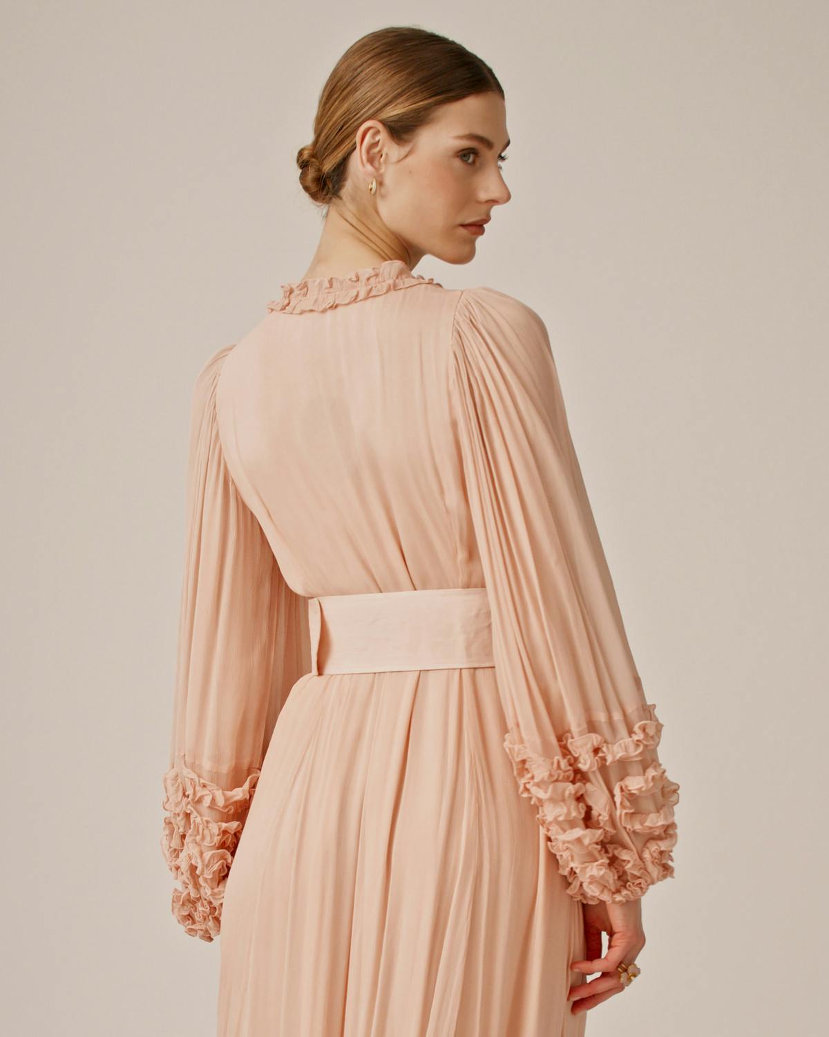 Chiffon Wrap Gown, Light Pink. Image #3
