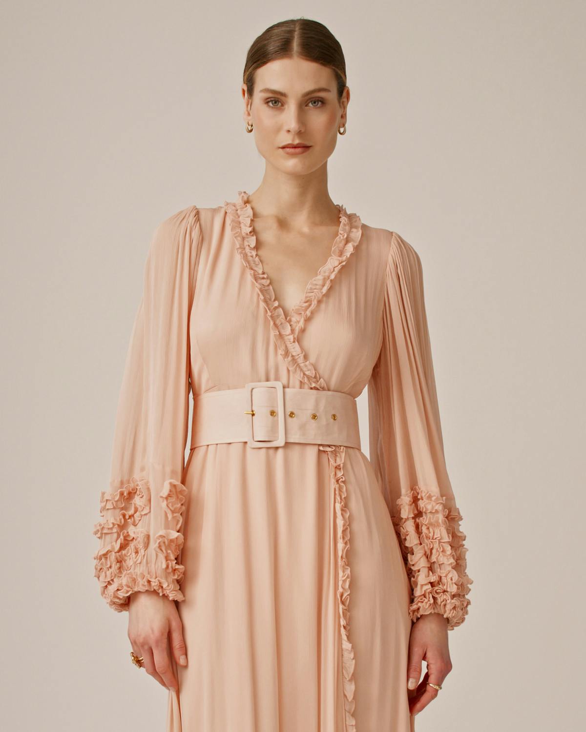 Chiffon Wrap Gown, Light Pink. Image #2