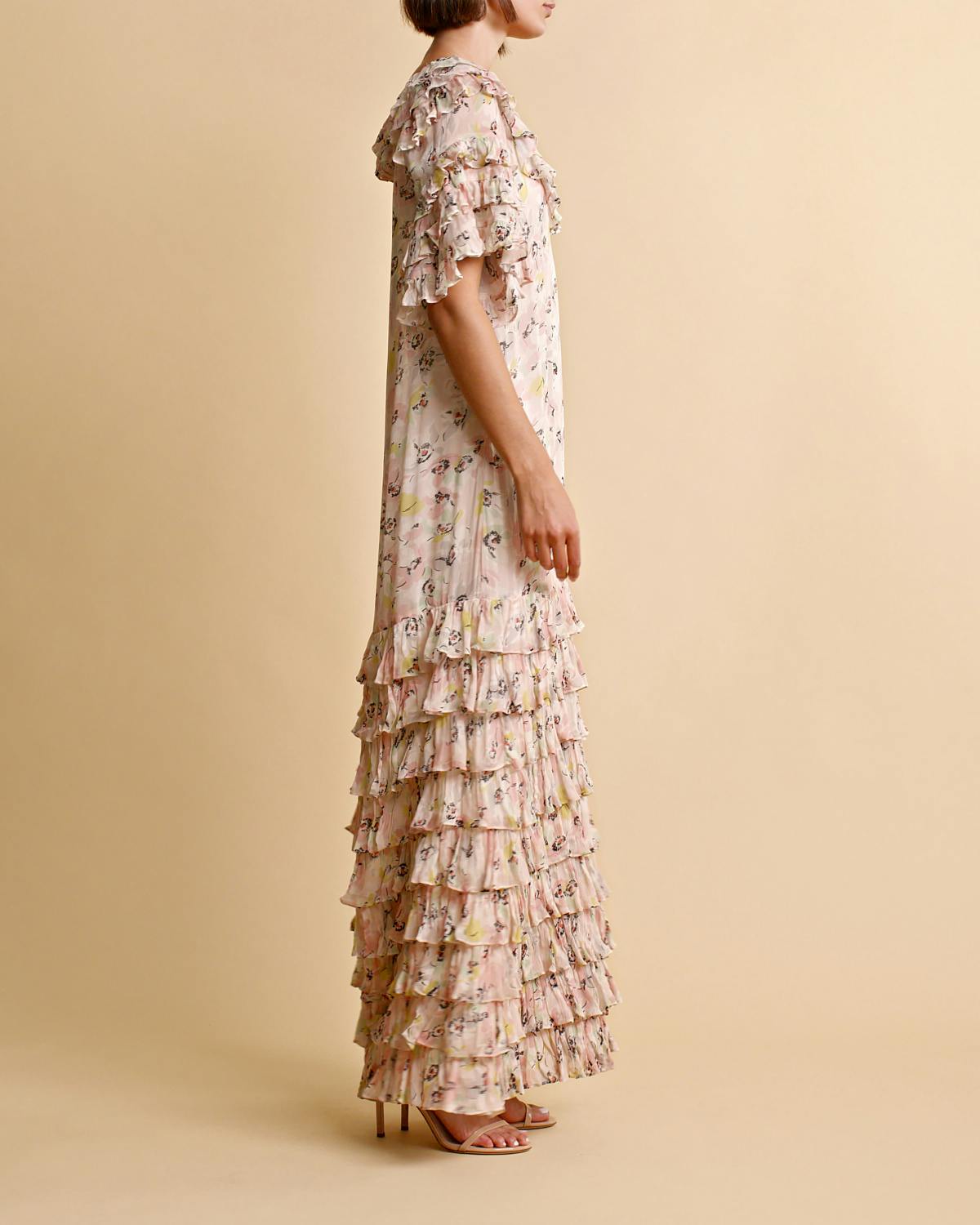 Chiffon Flapper Gown, Flower Blush. Image #5