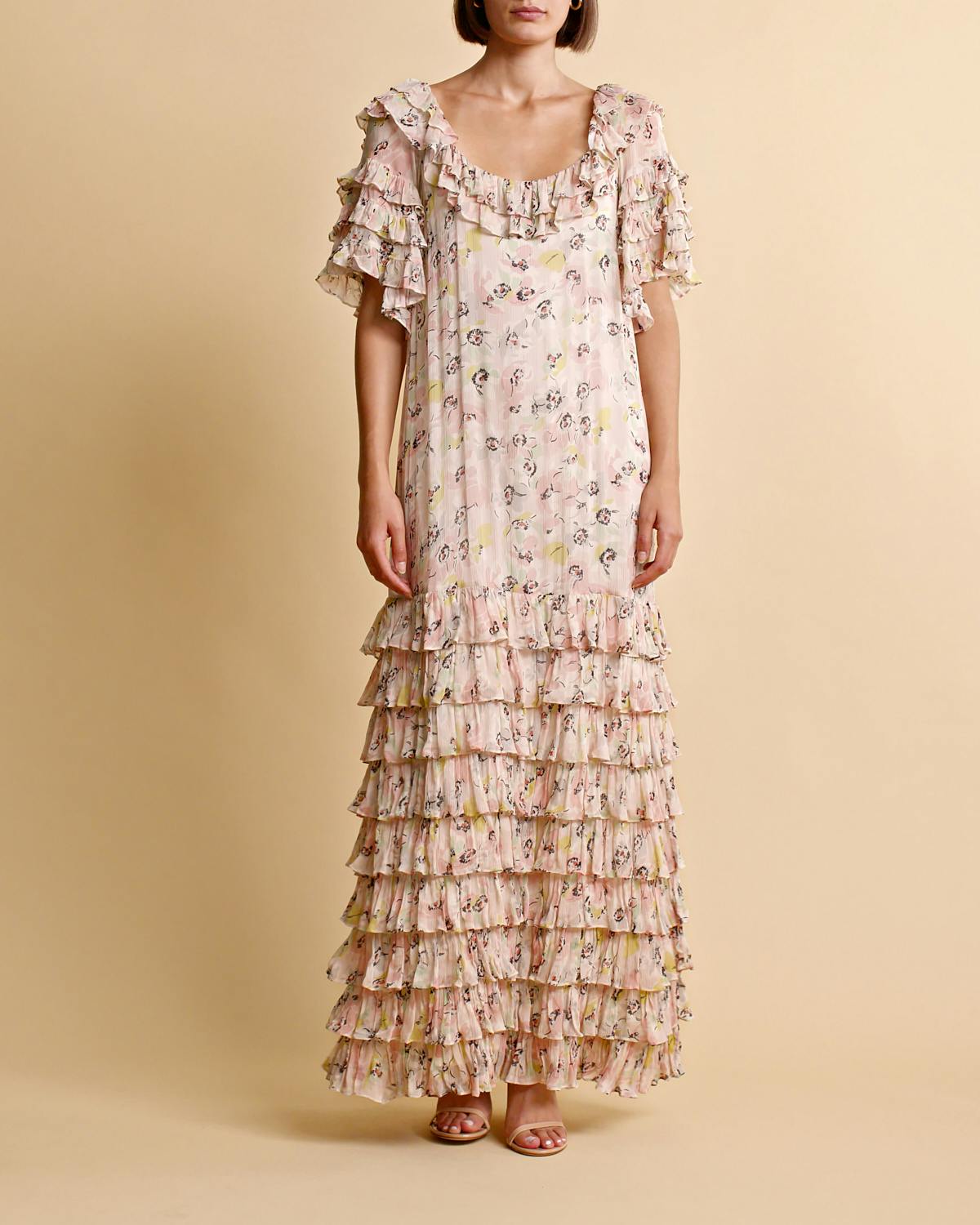 Chiffon Flapper Gown, Flower Blush. Image #7