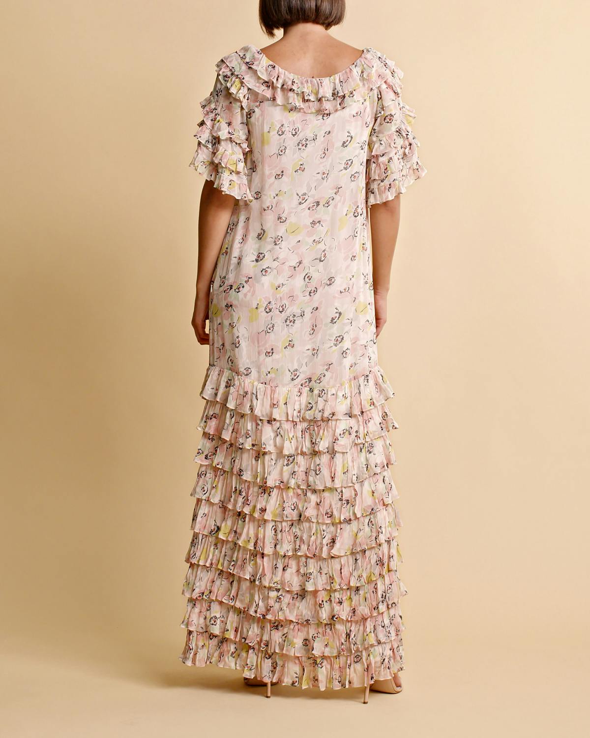 Chiffon Flapper Gown, Flower Blush. Image #6