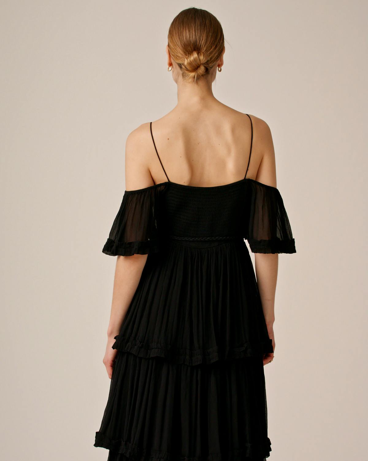 Chiffon Ruffle Gown, Black. Image #6