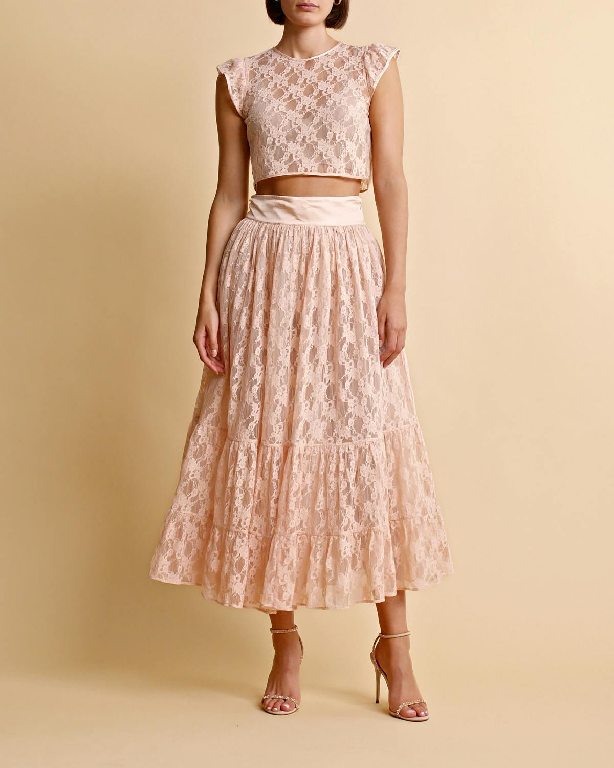Lace Ruffle Skirt, Powder. Image #3