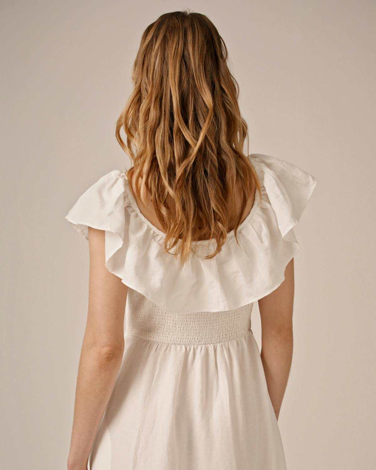 Linen Smock Dress, Perfect White. Image #3