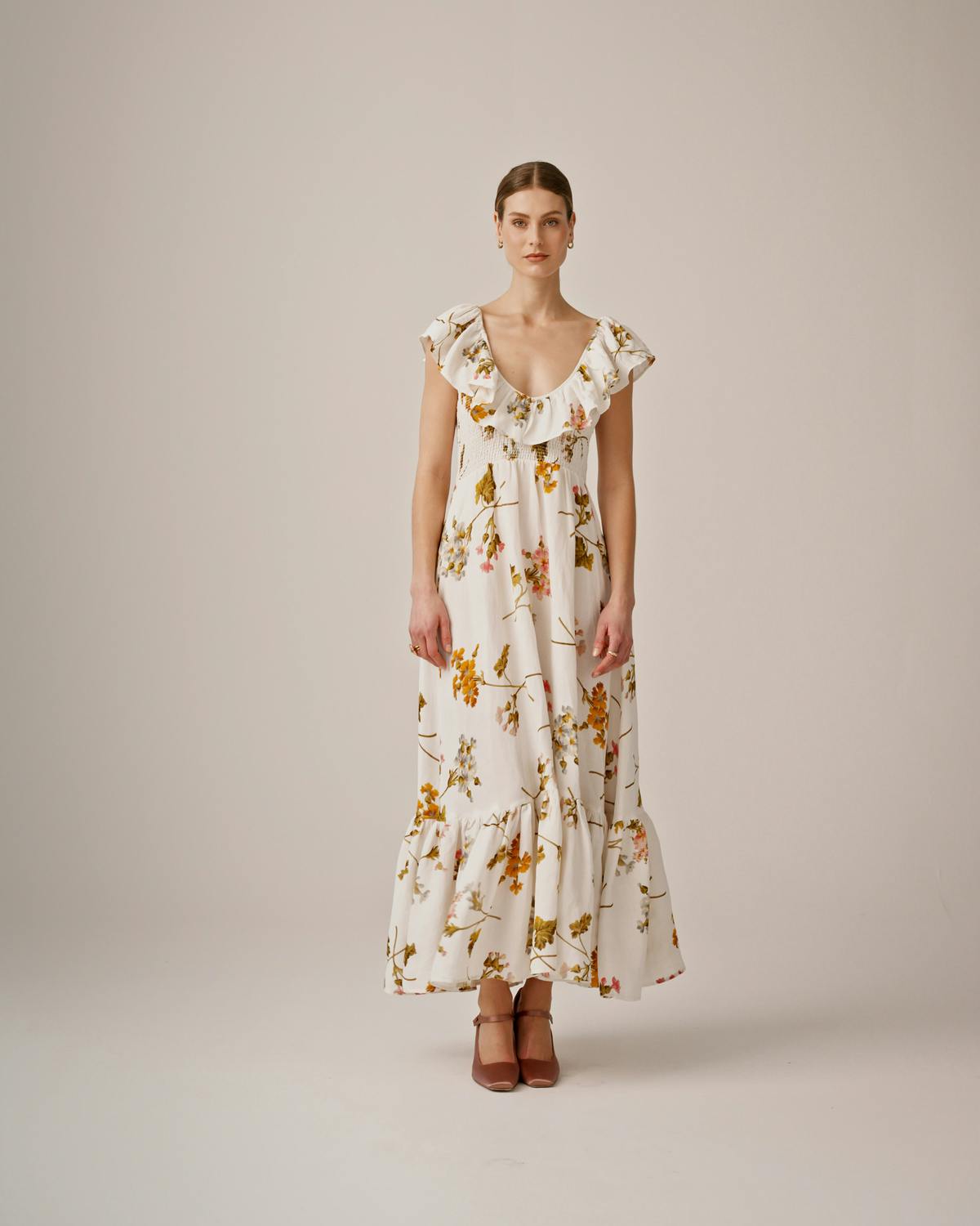 Linen Smock Dress, Botanical. Image #1