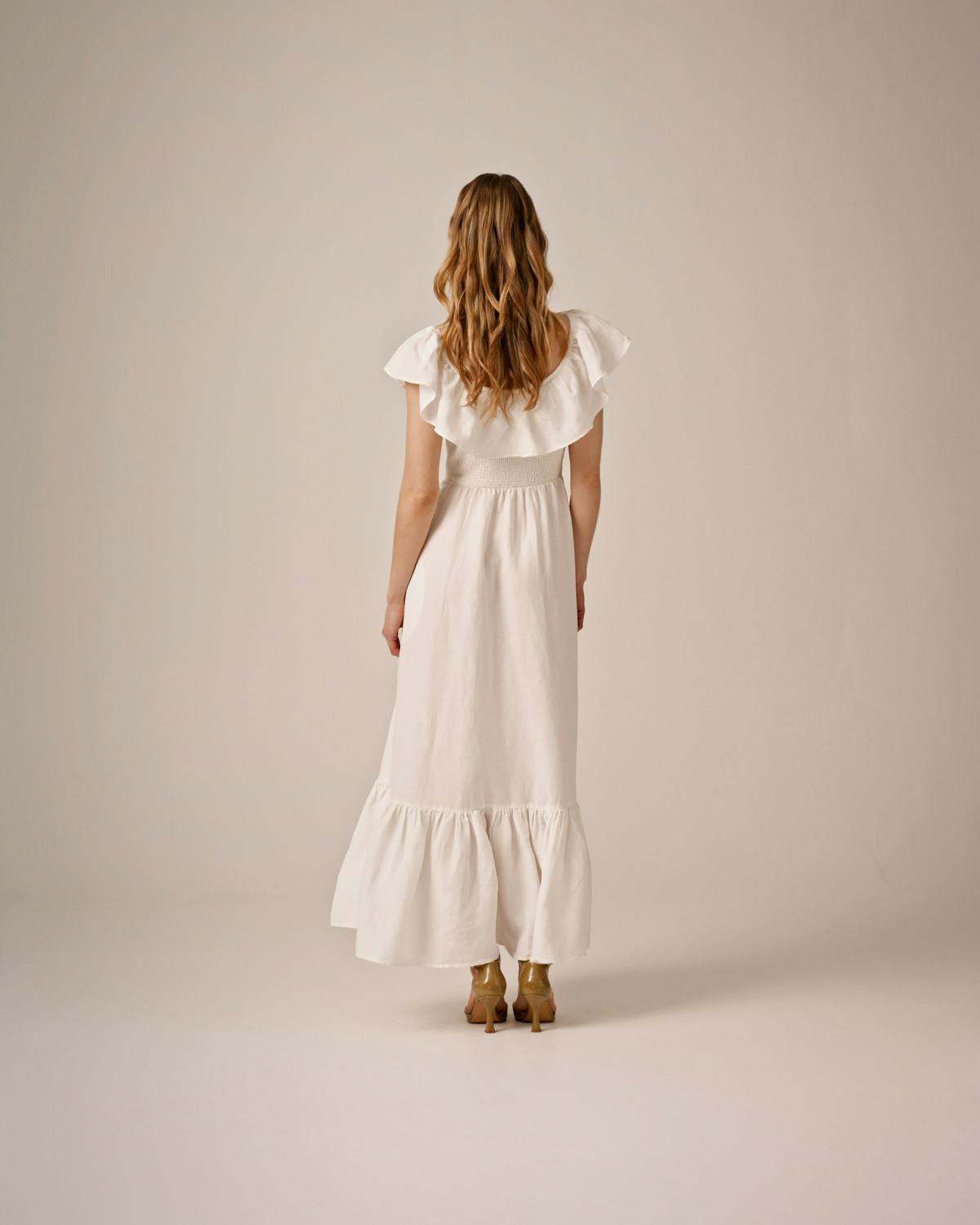 Linen Smock Dress, Perfect White. Image #4