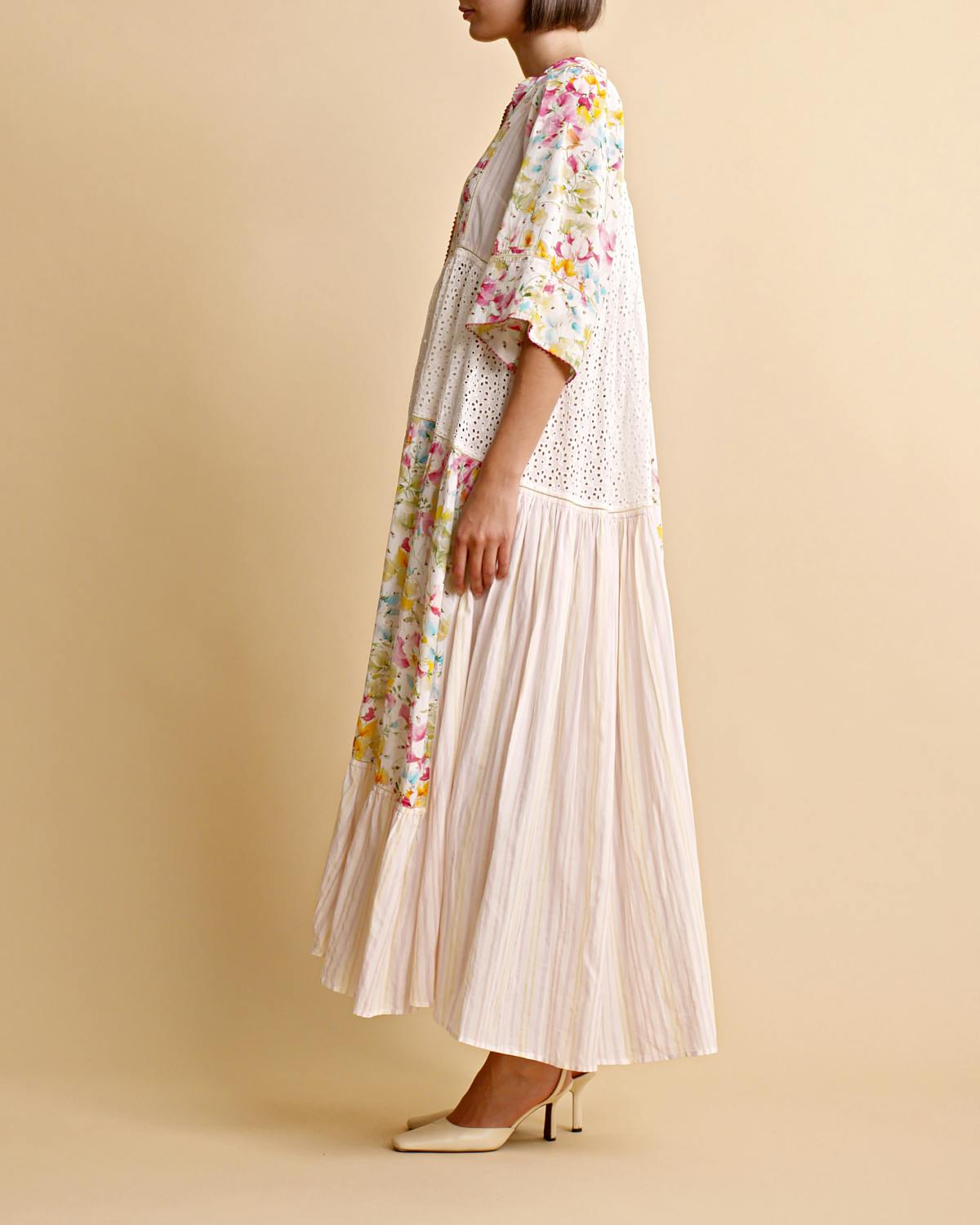 Patchwork Maxi Dress, Bright Flowers. Image #3