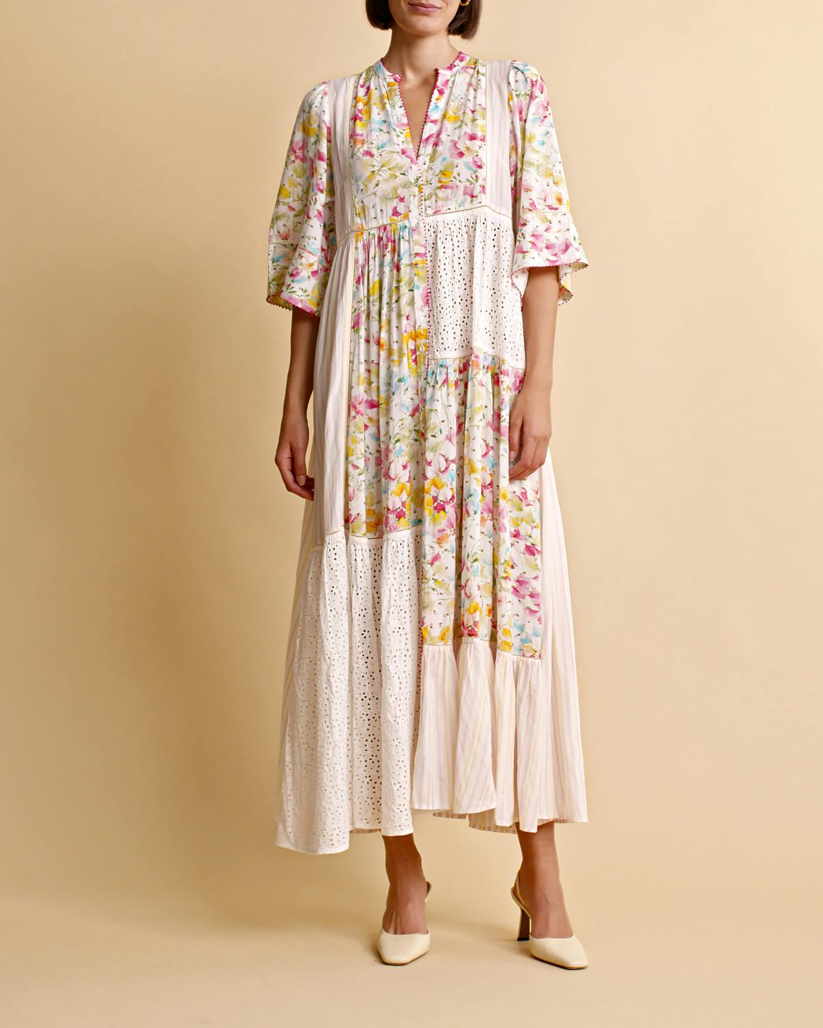 Patchwork Maxi Dress, Bright Flowers. Image #6