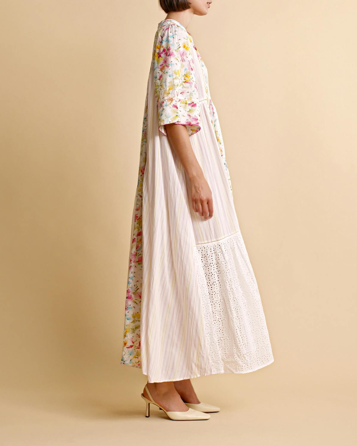 Patchwork Maxi Dress, Bright Flowers. Image #4