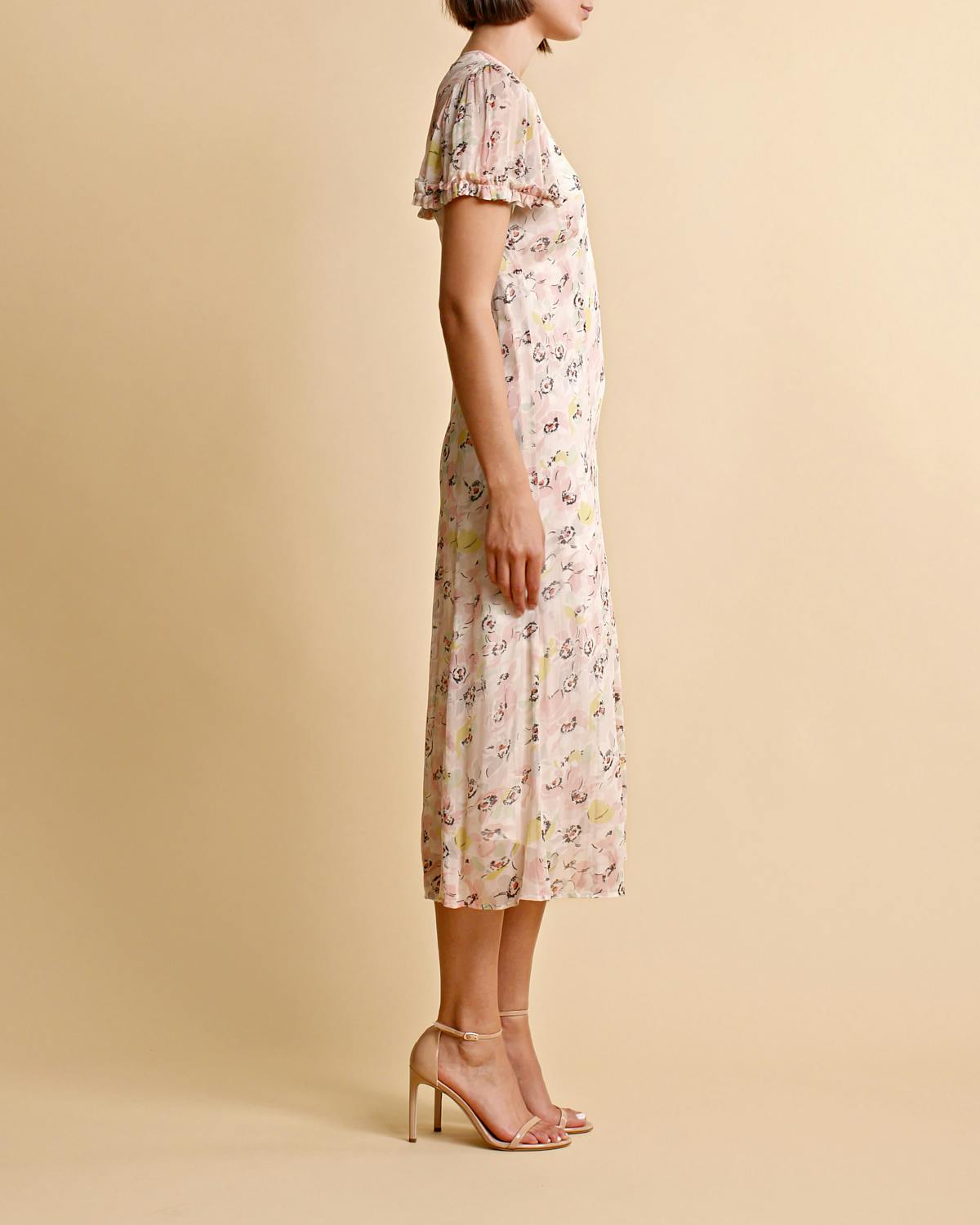 Chiffon Midi Dress, Flower Blush. Image #4