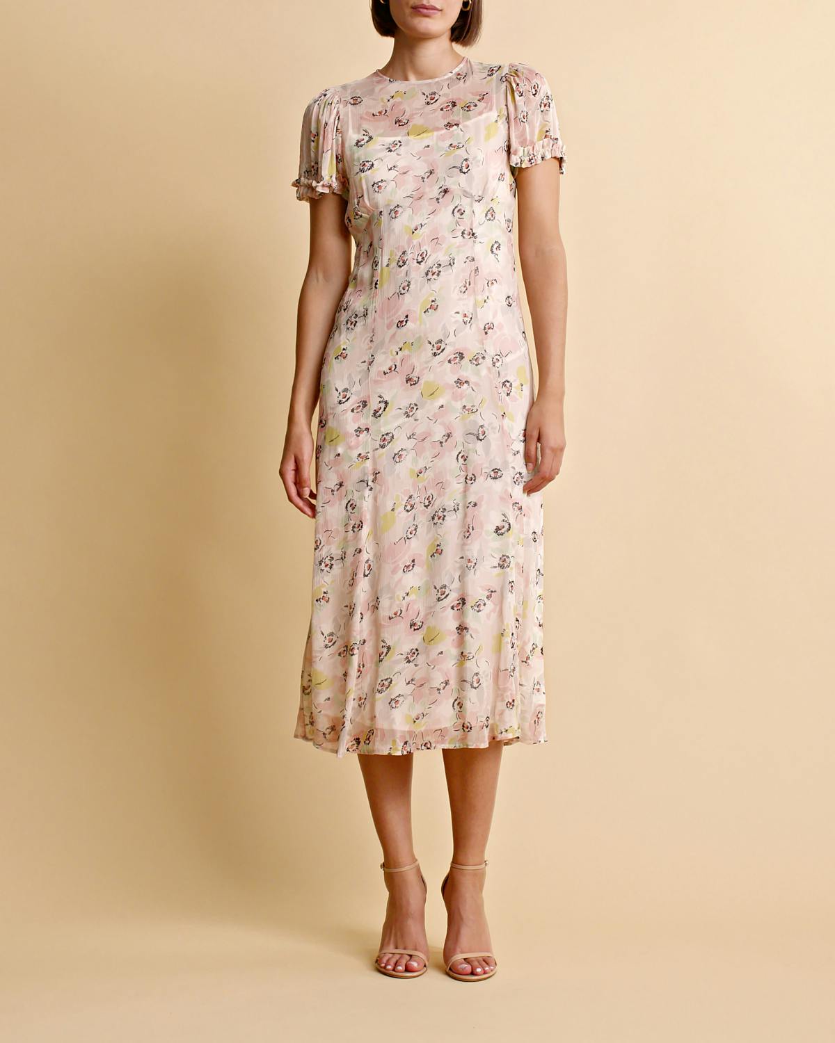Chiffon Midi Dress, Flower Blush. Image #2