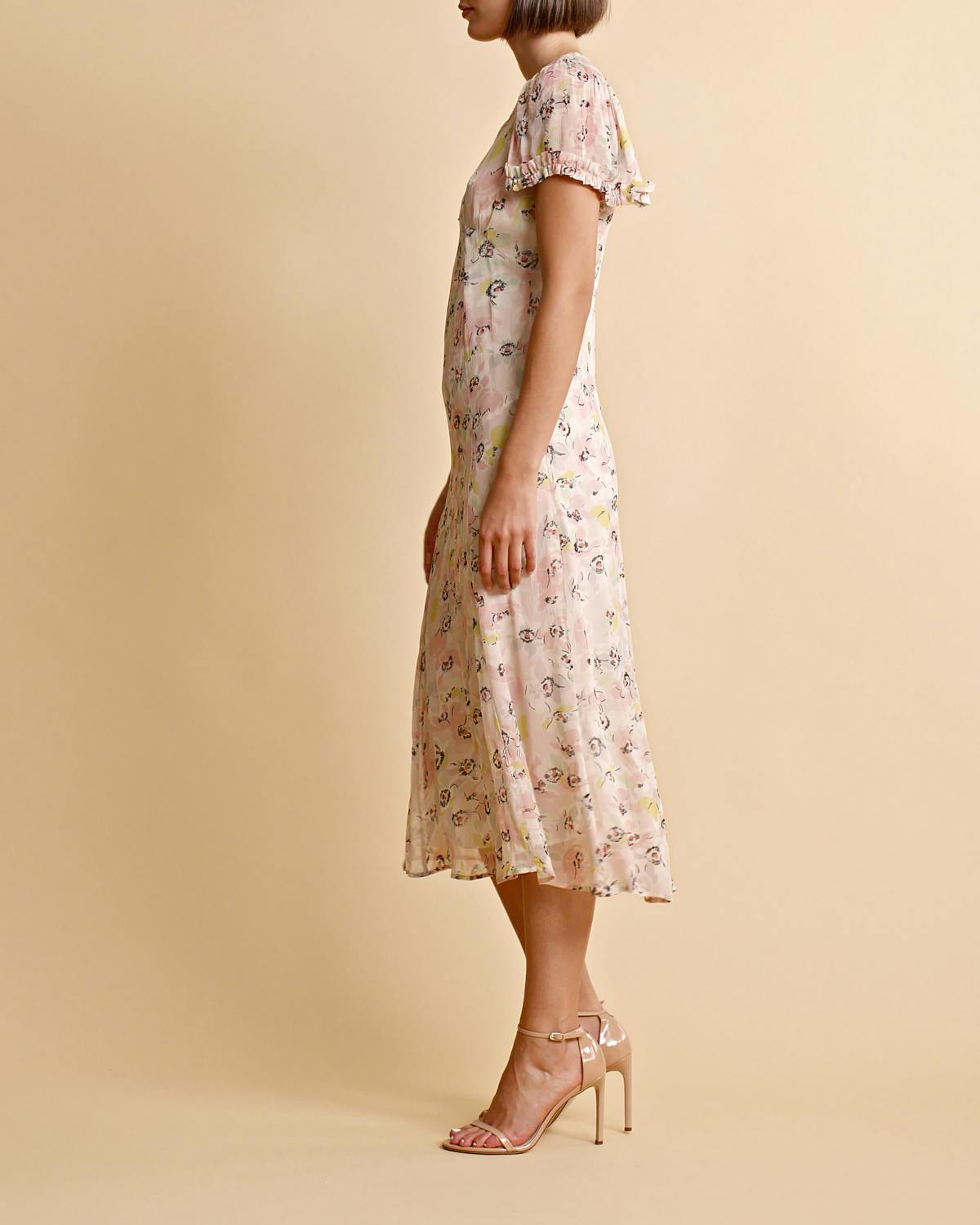 Chiffon Midi Dress, Flower Blush. Image #3