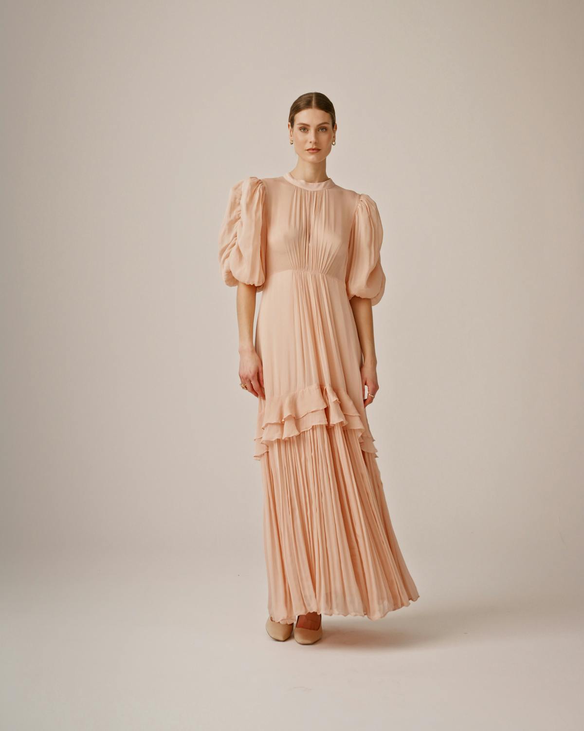 Chiffon Tieback Gown, Light Pink. Image #1