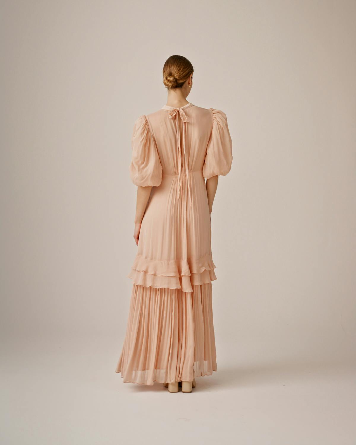 Chiffon Tieback Gown, Light Pink. Image #4