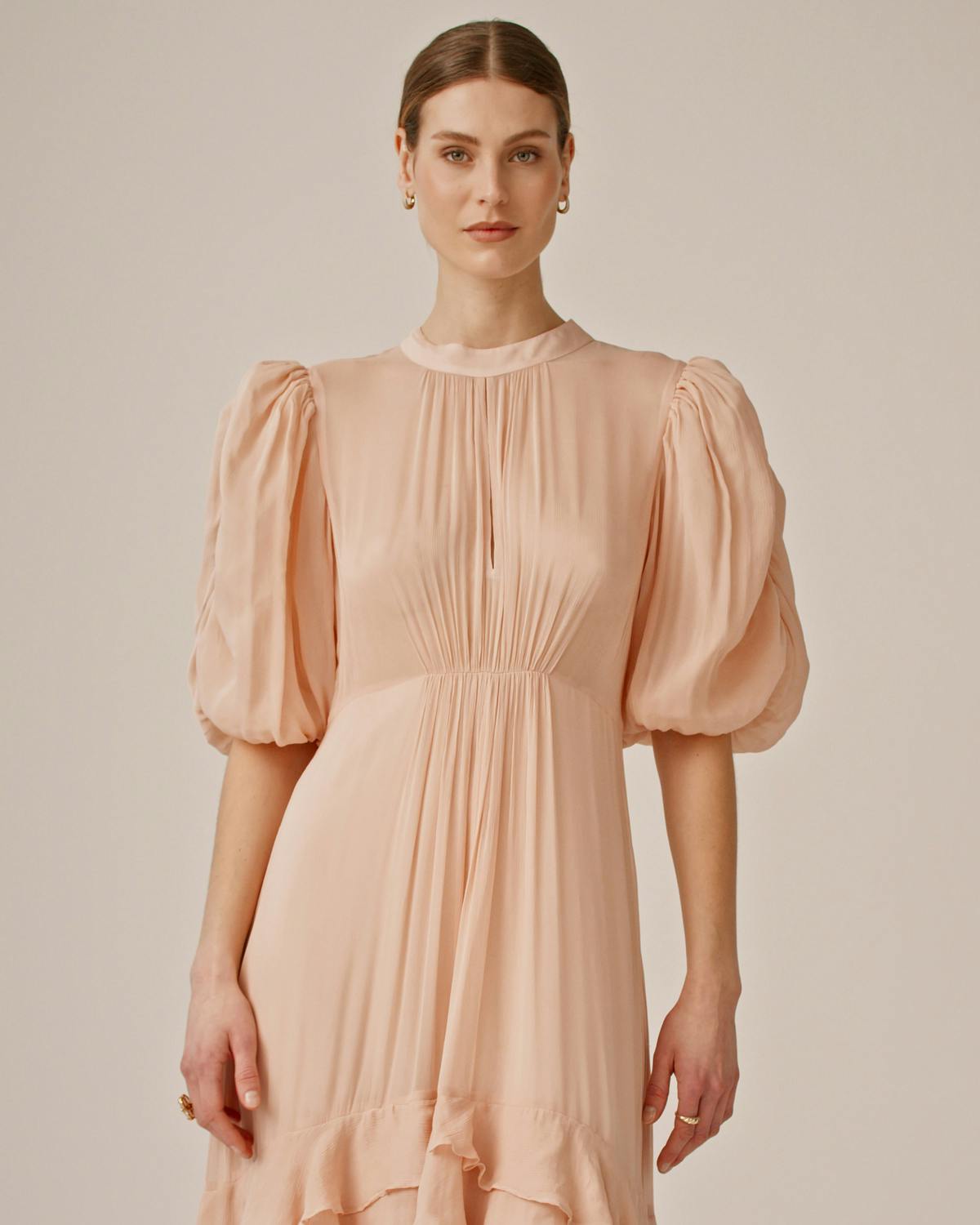 Chiffon Tieback Gown, Light Pink. Image #2