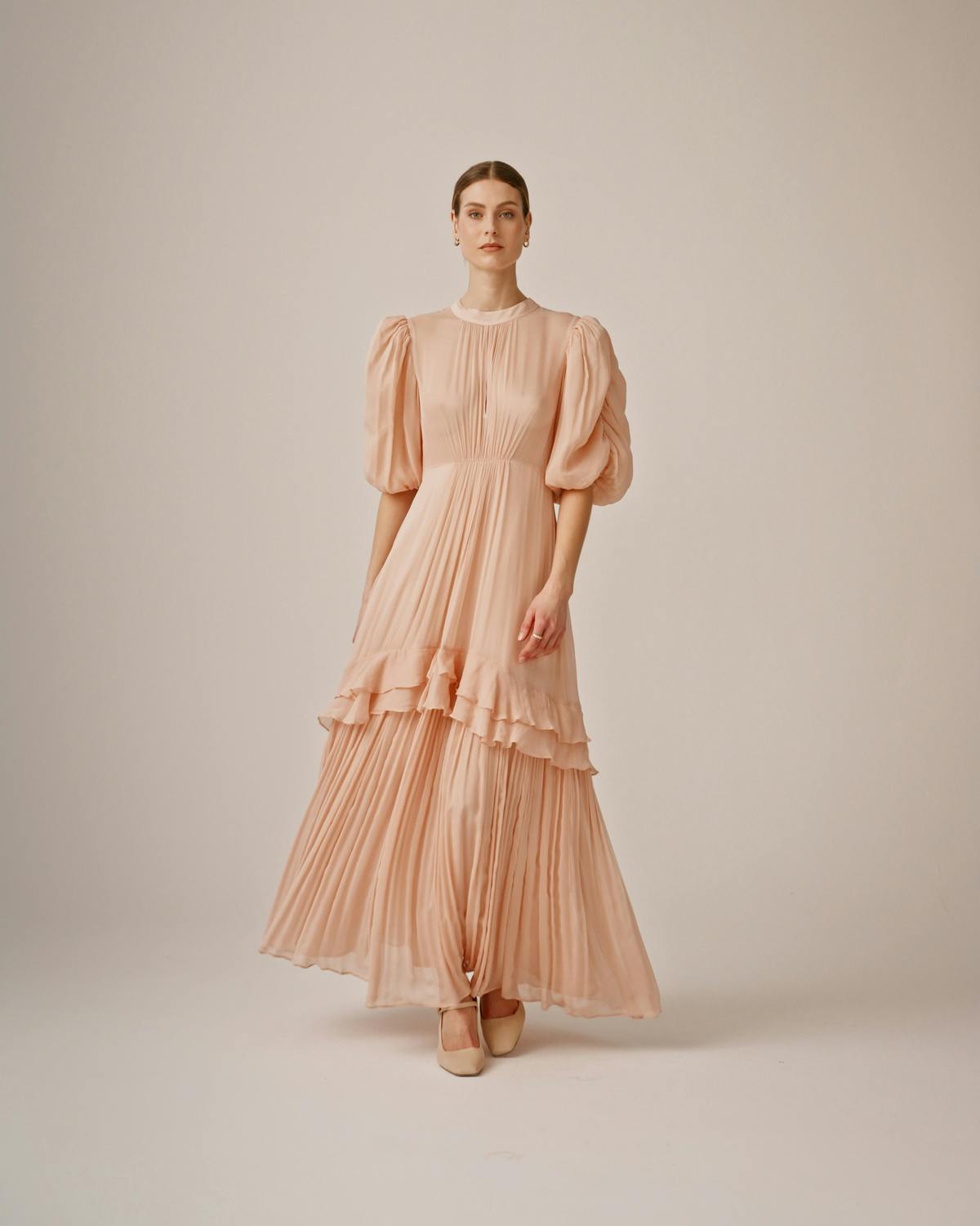 Chiffon Tieback Gown, Light Pink. Image #6